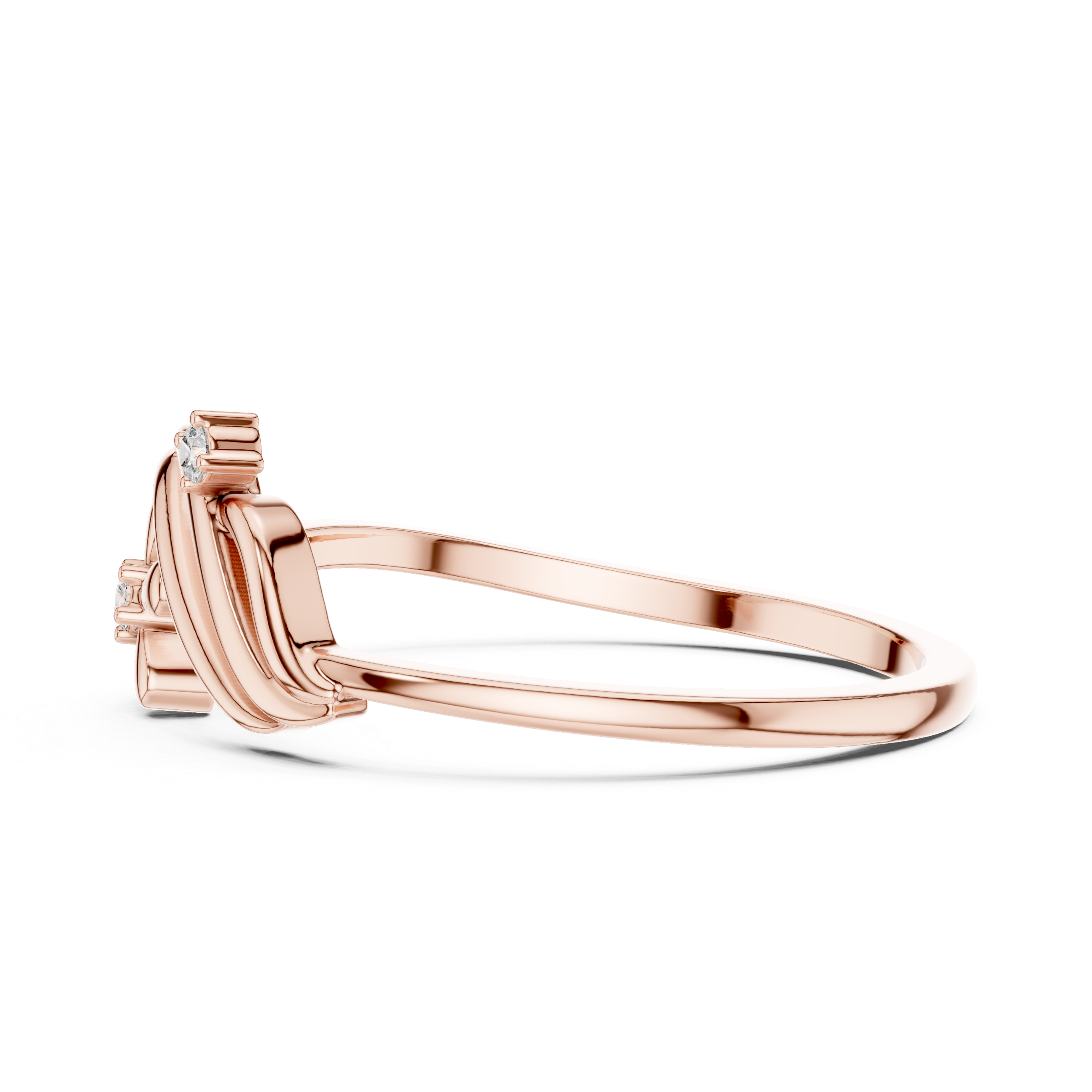 Diamond Floral Wave Ring – Elegant Nature Inspired Openwork Ring
