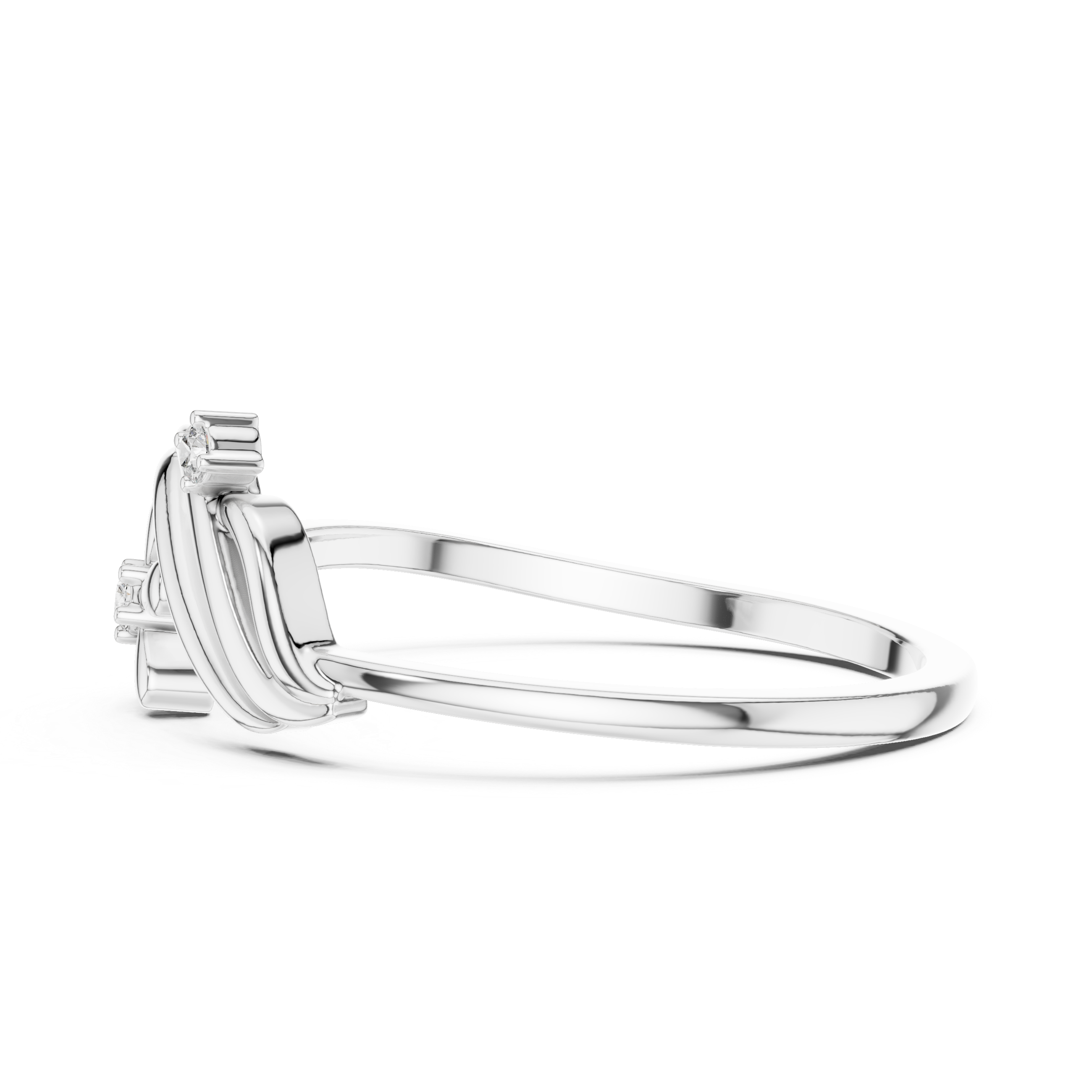 Diamond Floral Wave Ring – Elegant Nature Inspired Openwork Ring