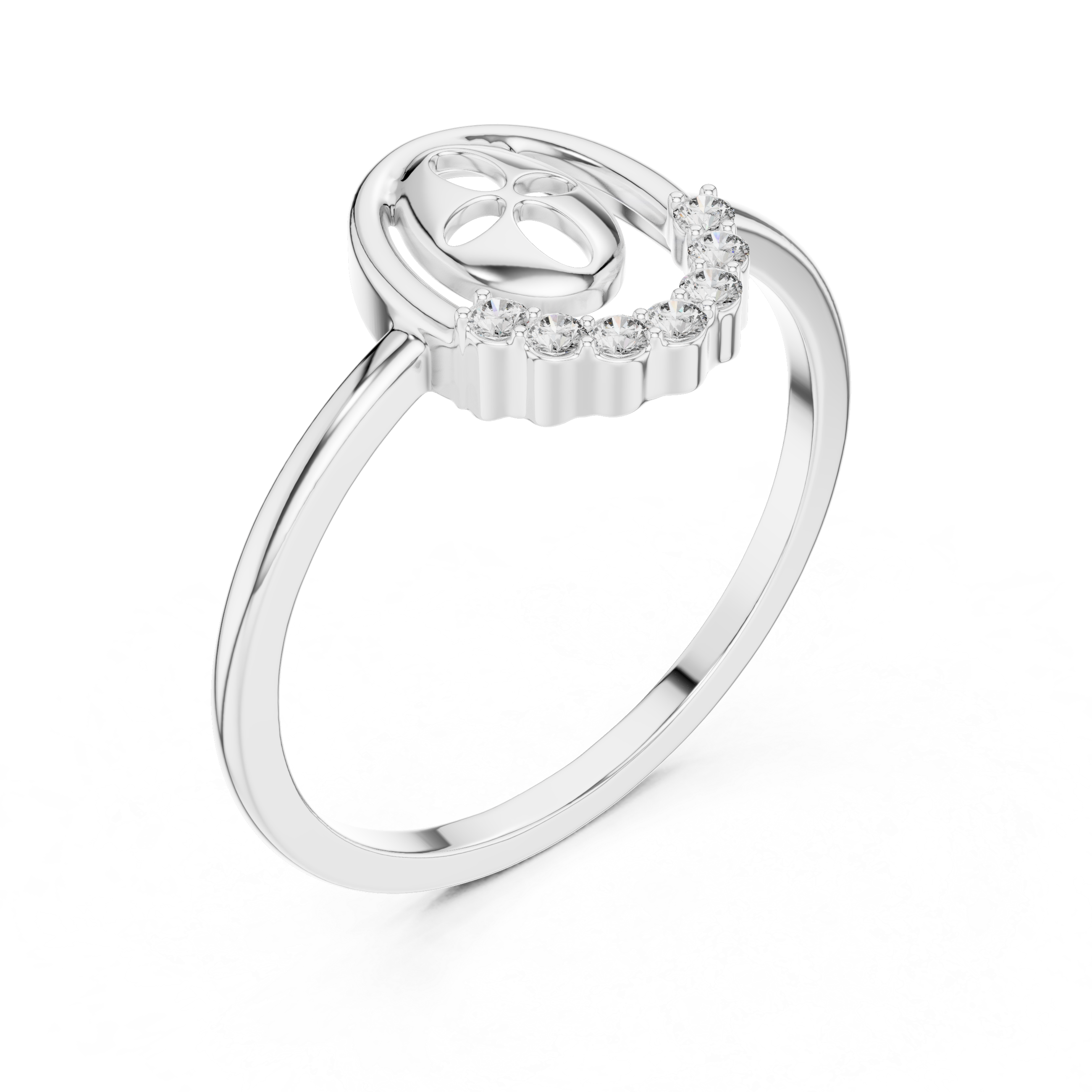 Lucky Mask Diamond Ring – Minimalist Oval Charm Ring