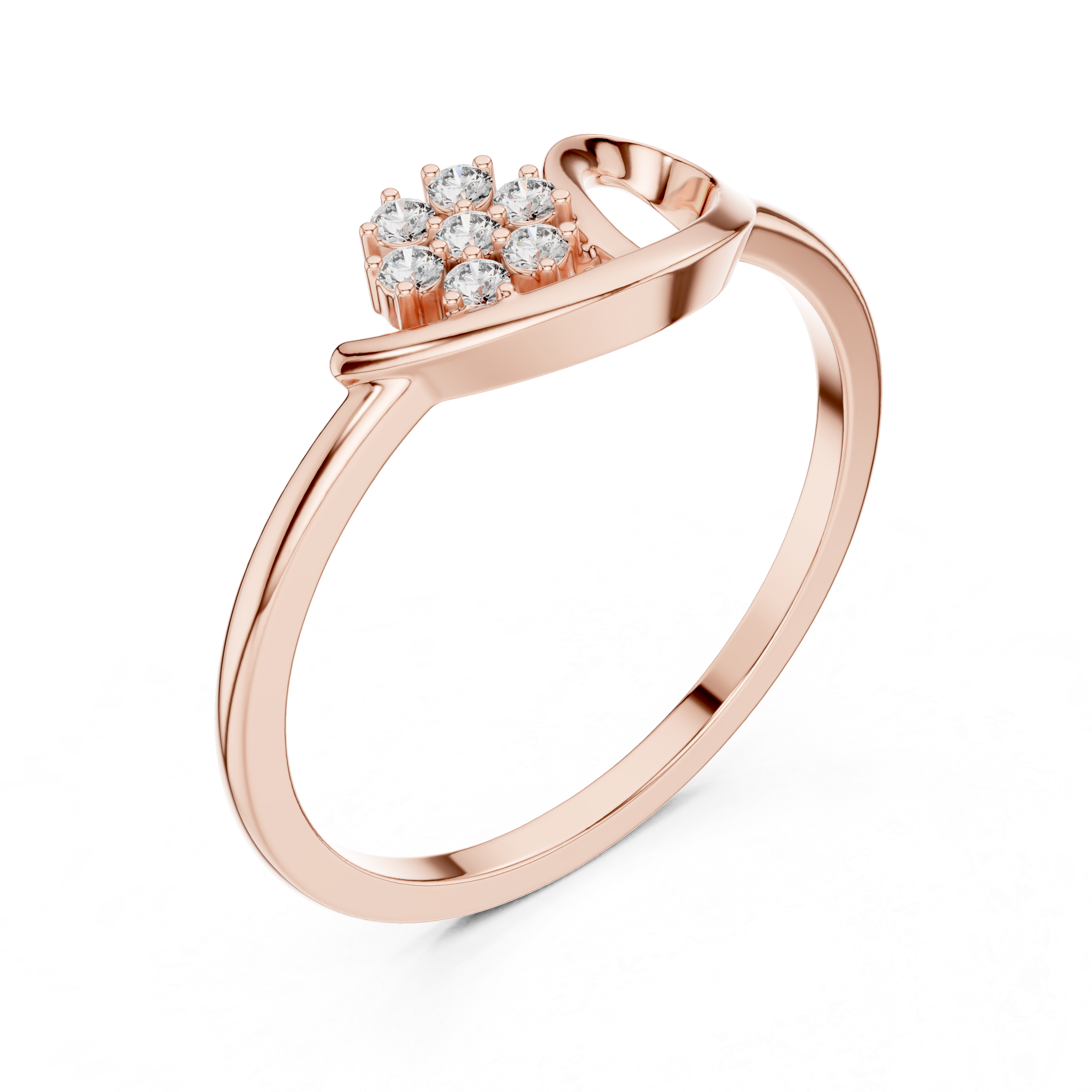 Minimalist Floral Diamond Ring – Modern Open Leaf Cluster Ring