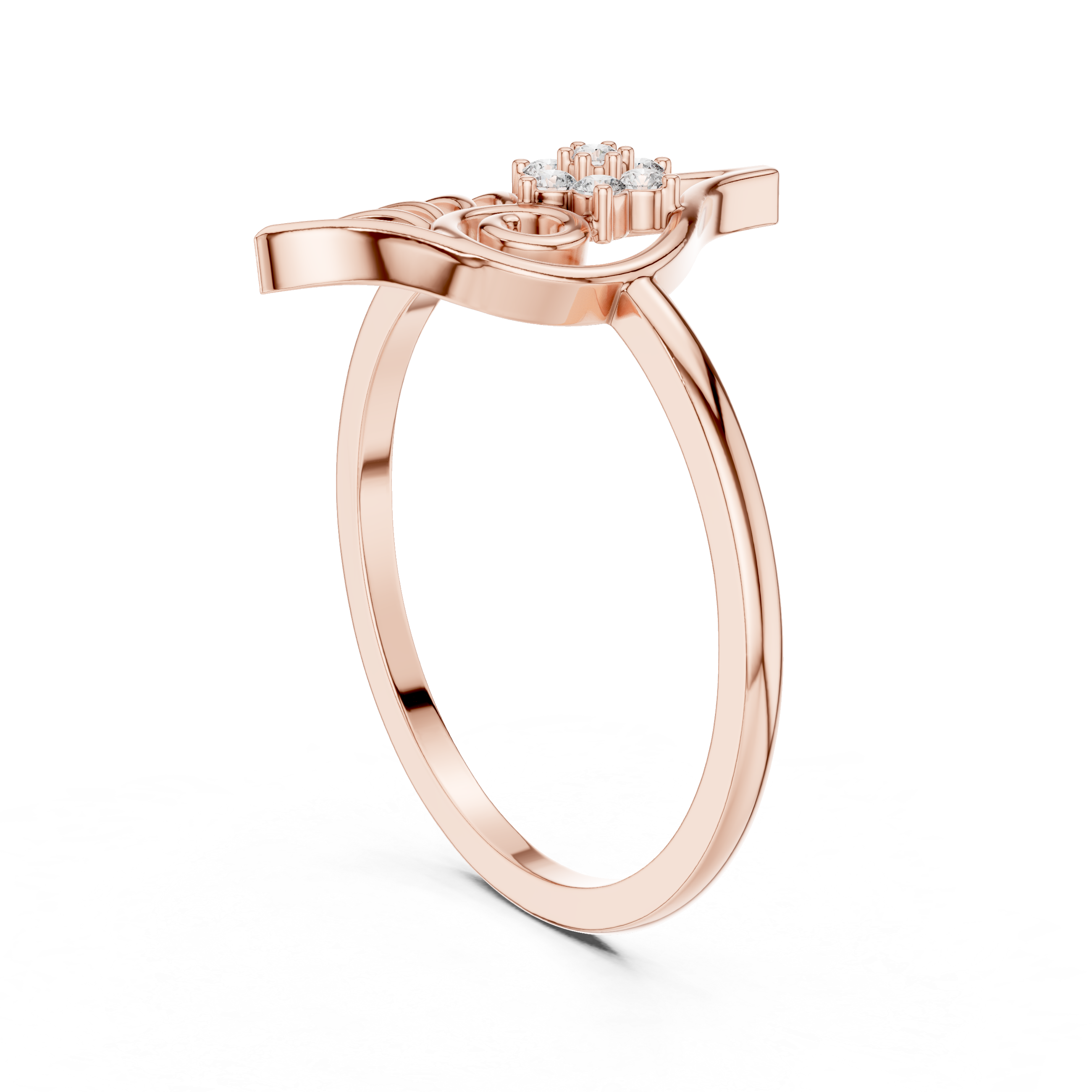 Nature Inspired Leaf Swirl Diamond Ring – Openwork Marquise Statement Ring