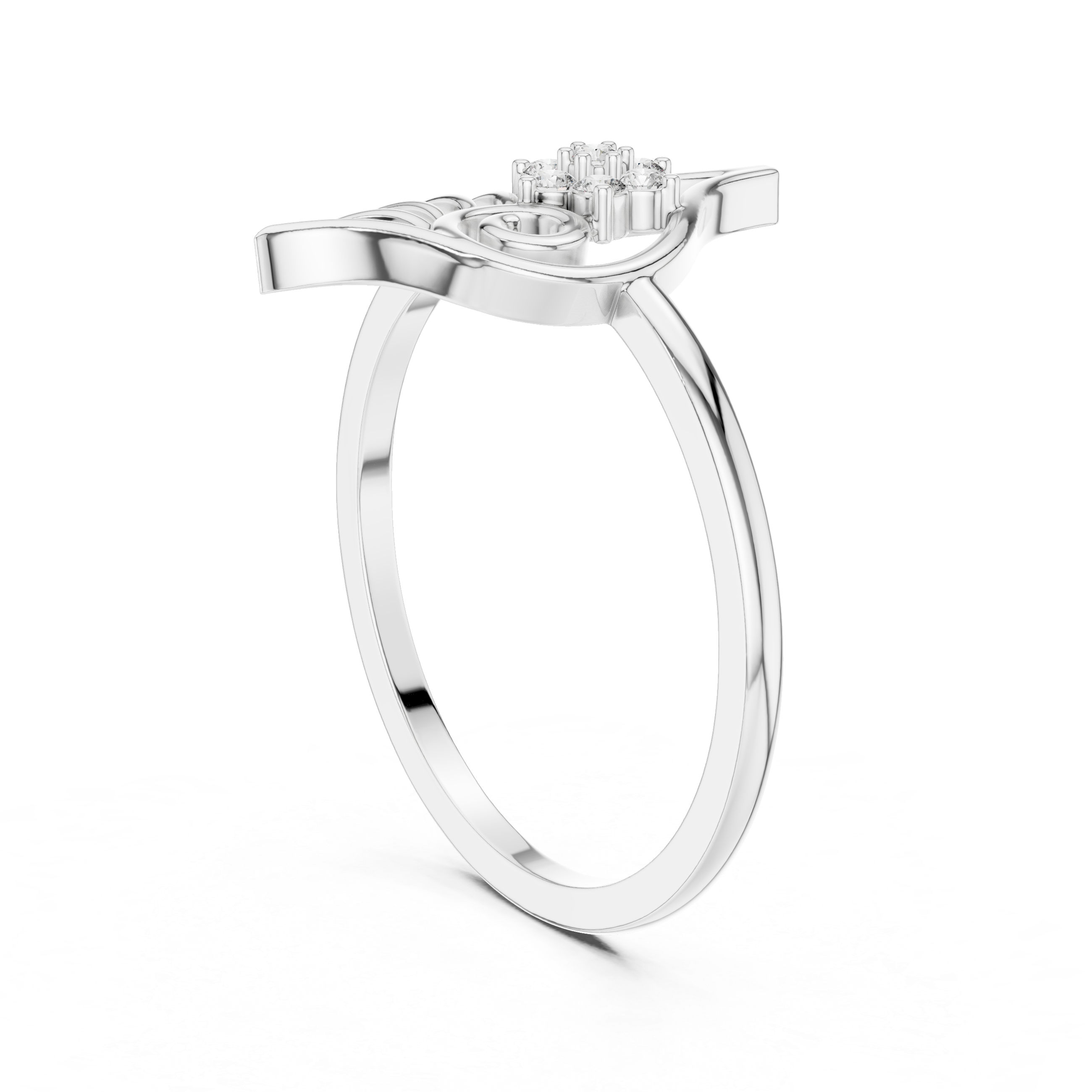 Nature Inspired Leaf Swirl Diamond Ring – Openwork Marquise Statement Ring