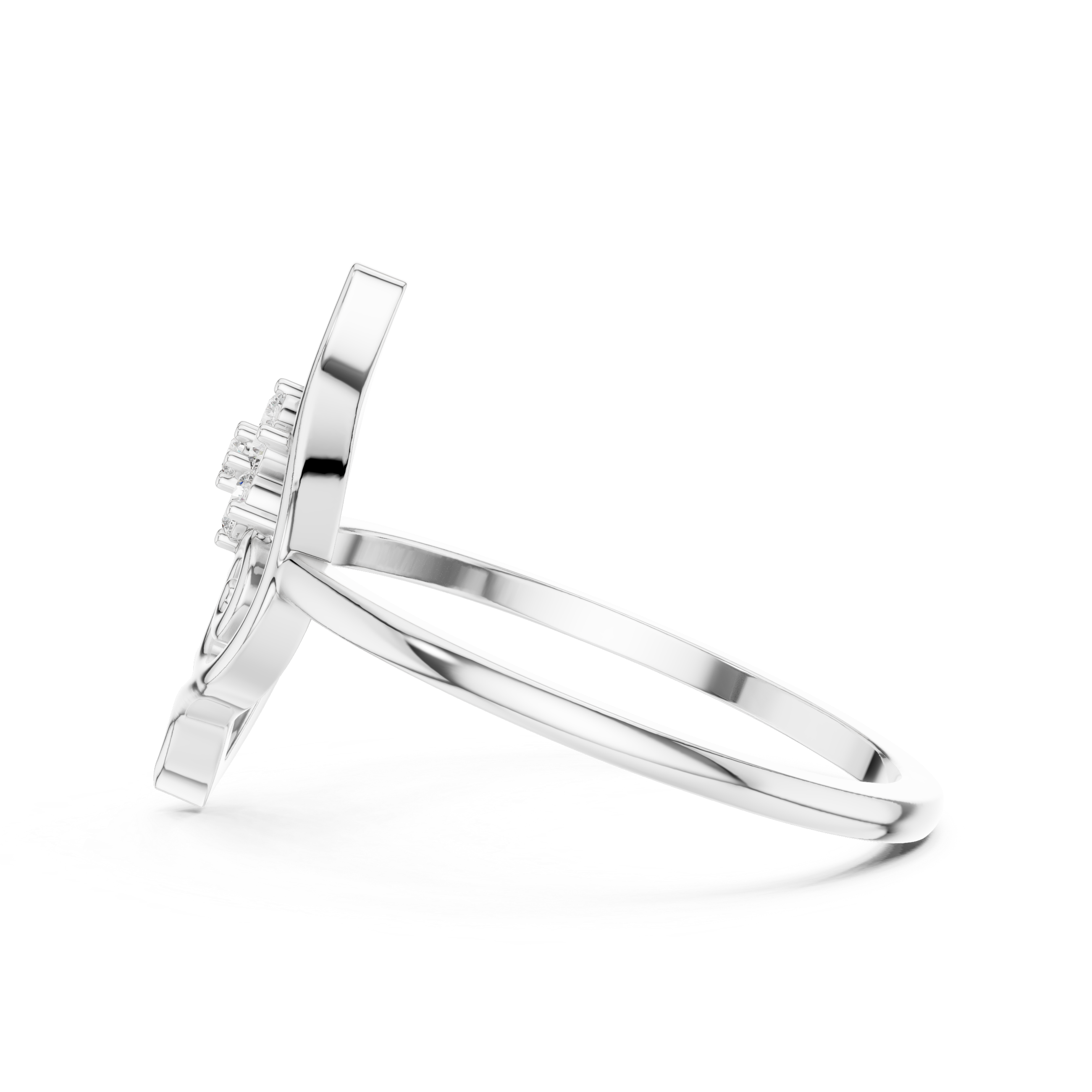 Nature Inspired Leaf Swirl Diamond Ring – Openwork Marquise Statement Ring