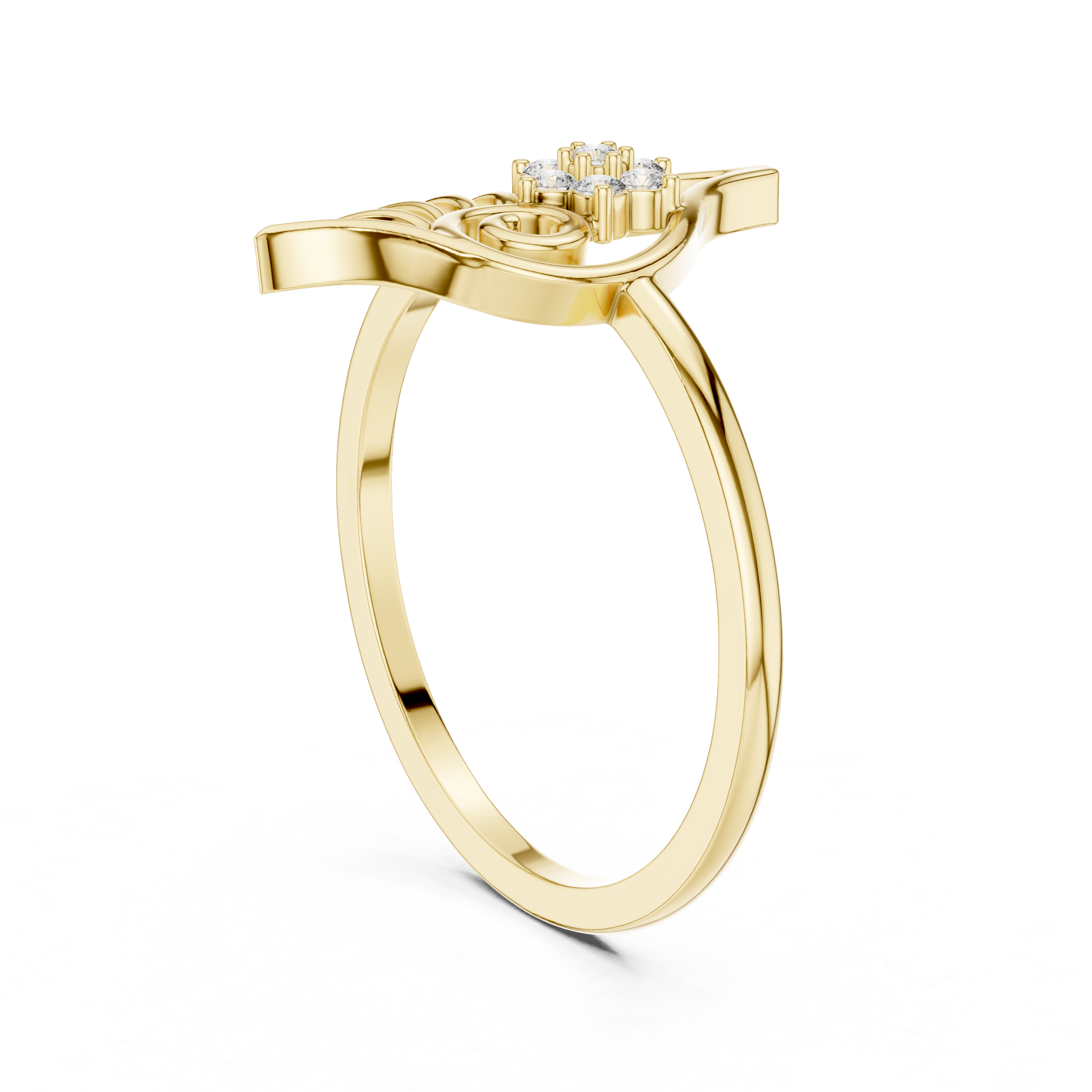 Nature Inspired Leaf Swirl Diamond Ring – Openwork Marquise Statement Ring