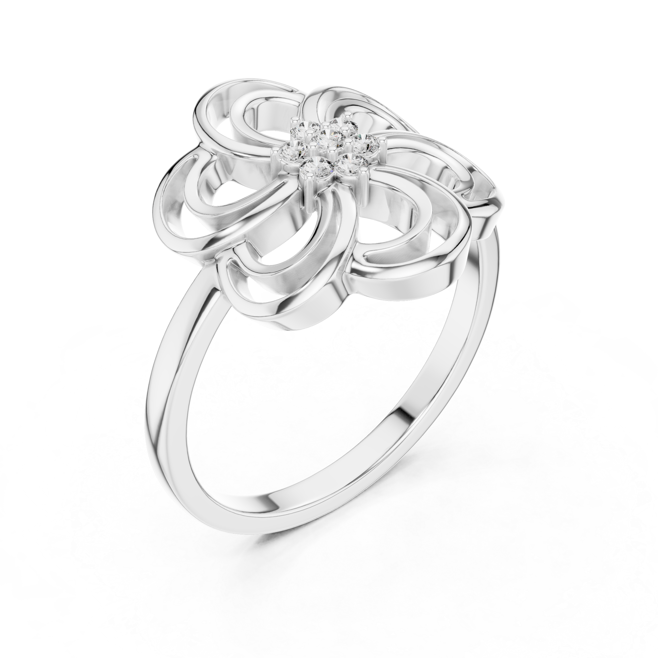 Openwork Floral Diamond Ring – Modern Bloom Statement Ring