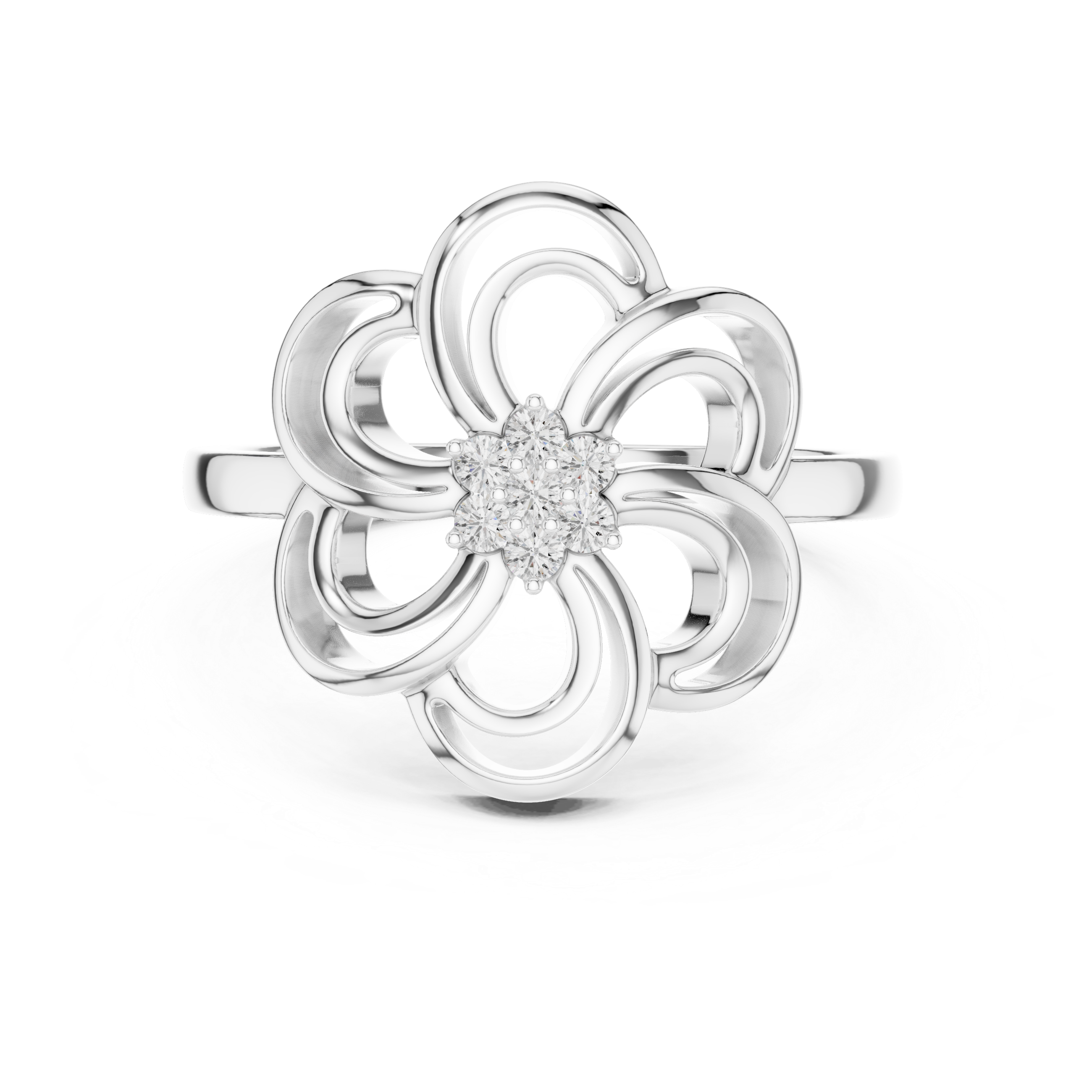 Openwork Floral Diamond Ring – Modern Bloom Statement Ring