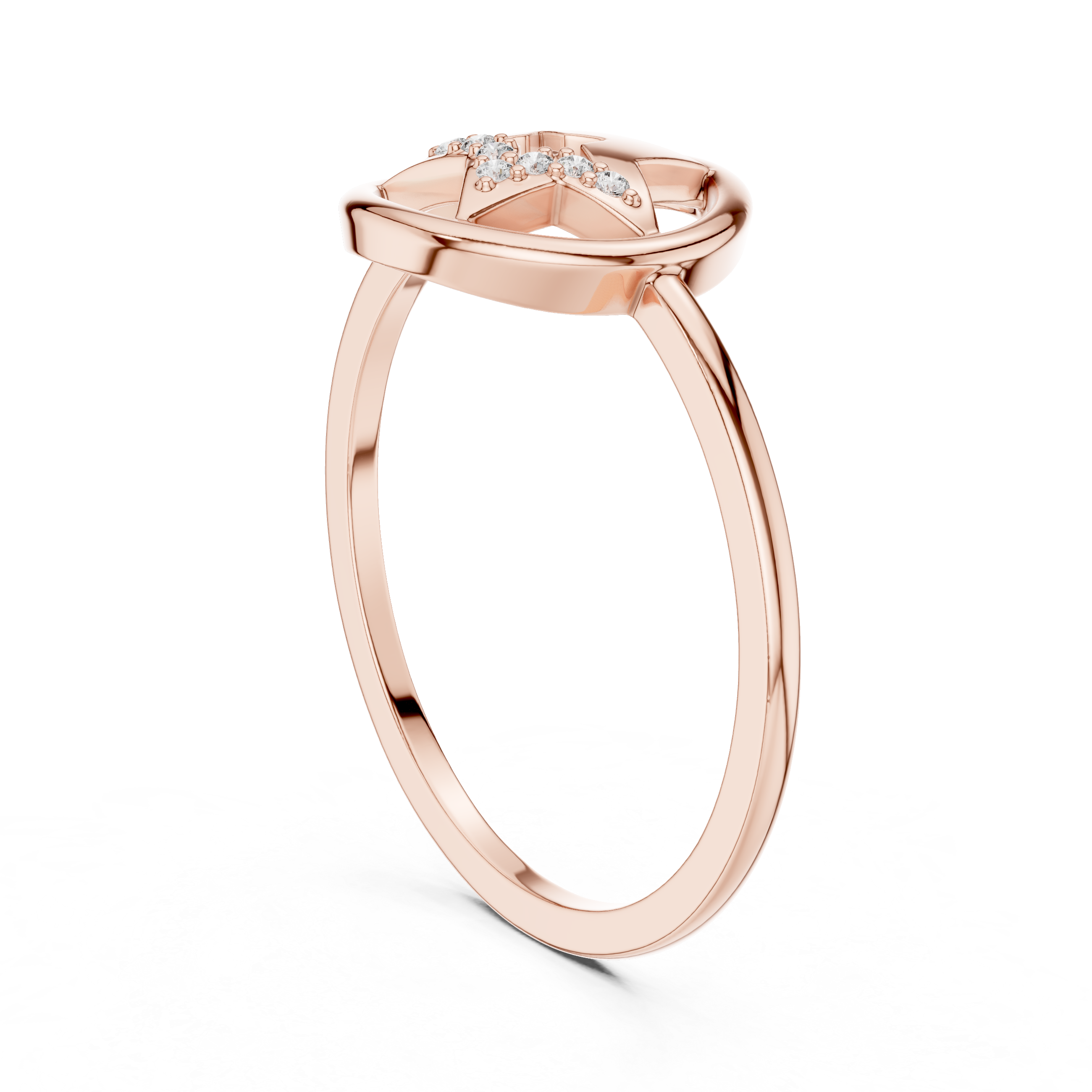 Celestial Shooting Star Ring – Open Circle Diamond Star Statement Ring