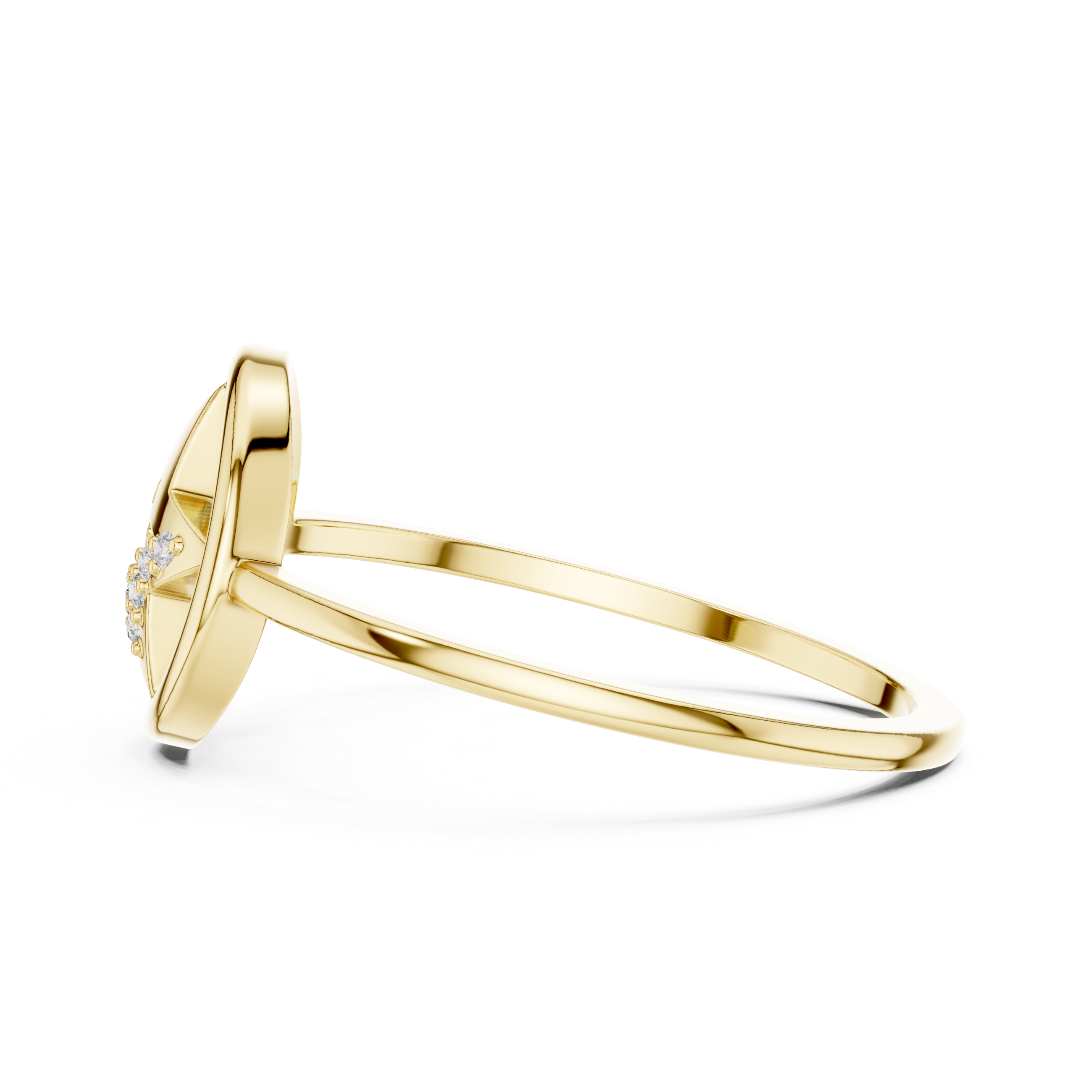 Celestial Shooting Star Ring – Open Circle Diamond Star Statement Ring
