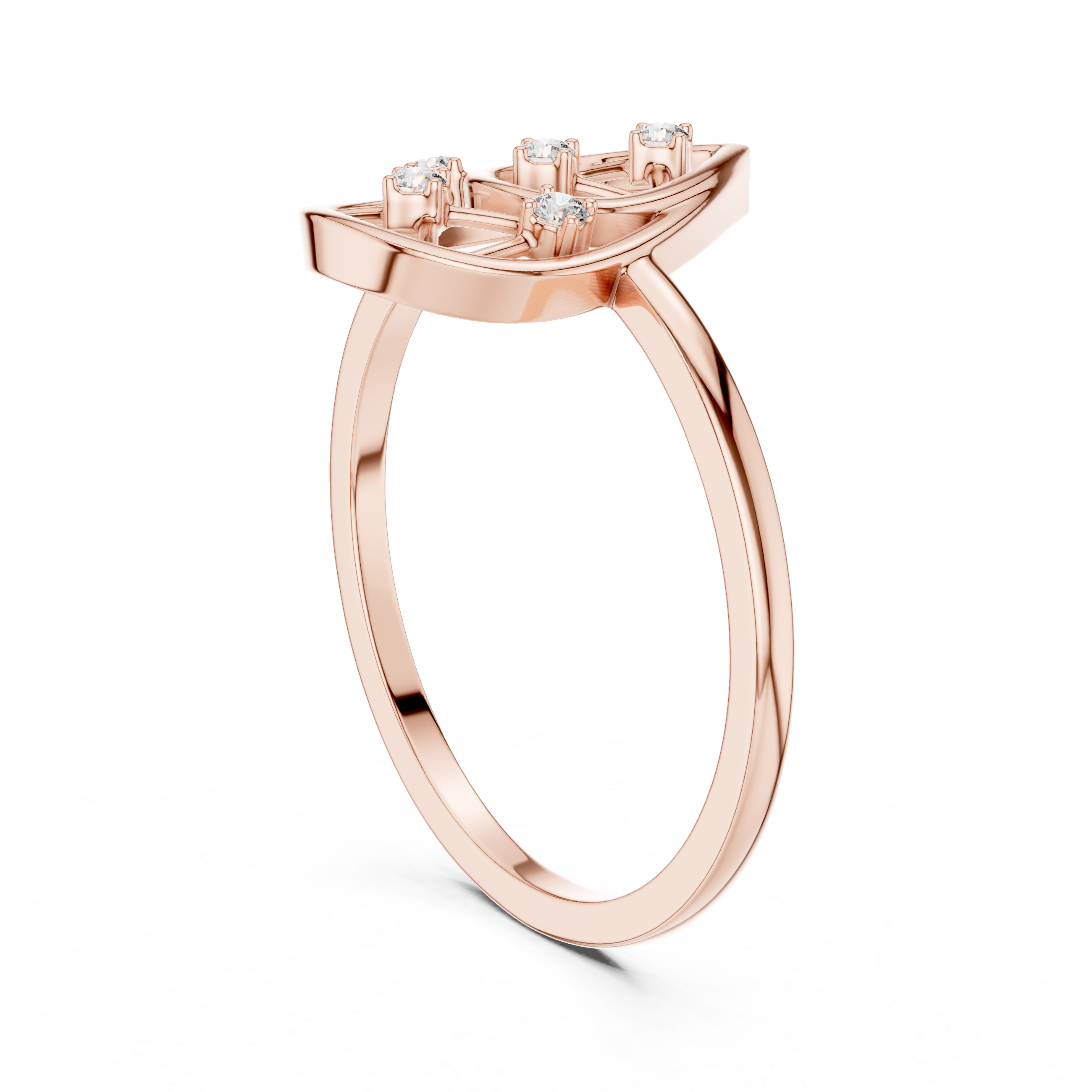 Diamond Teardrop Openwork Ring – Geometric Pear Shape Statement Ring