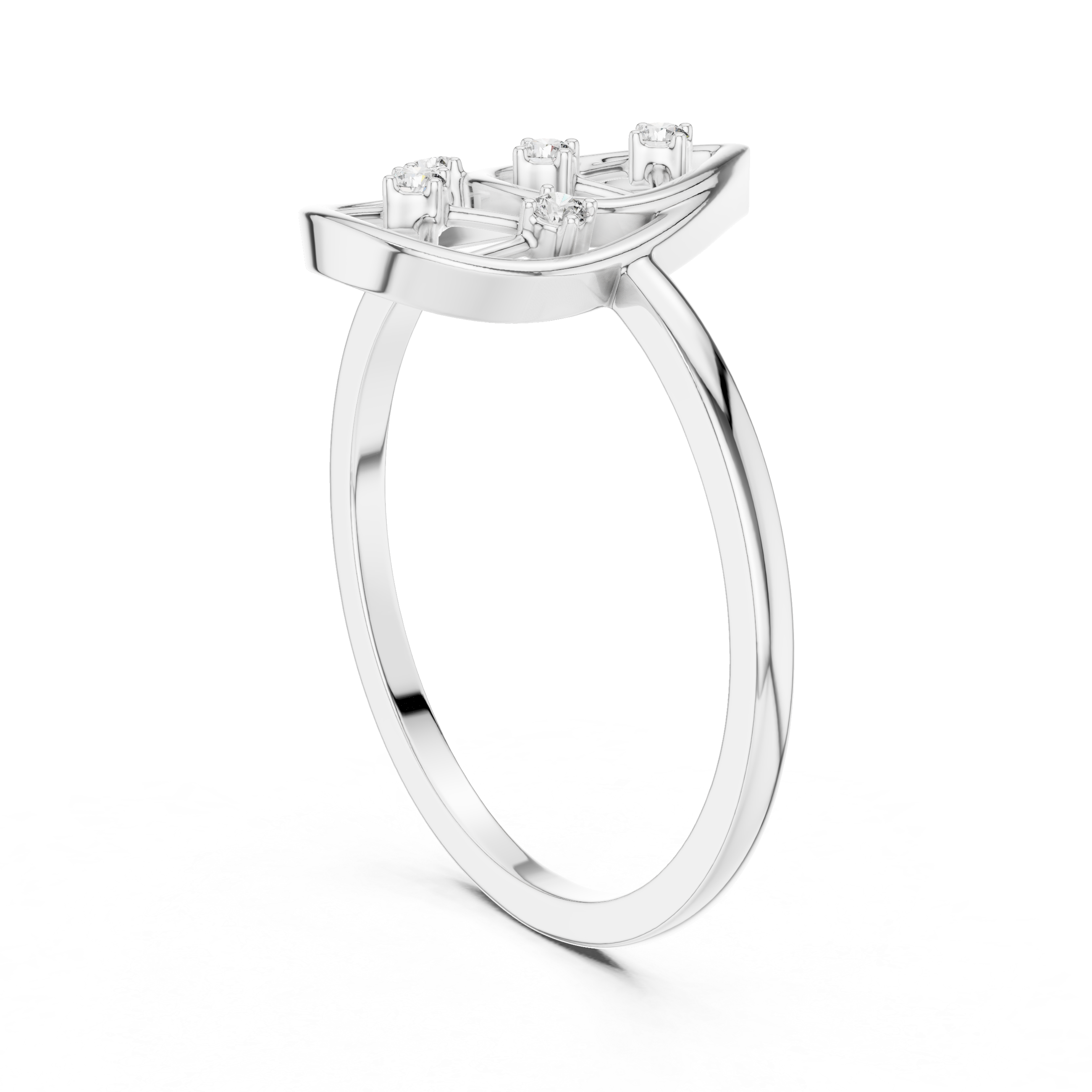 Diamond Teardrop Openwork Ring – Geometric Pear Shape Statement Ring
