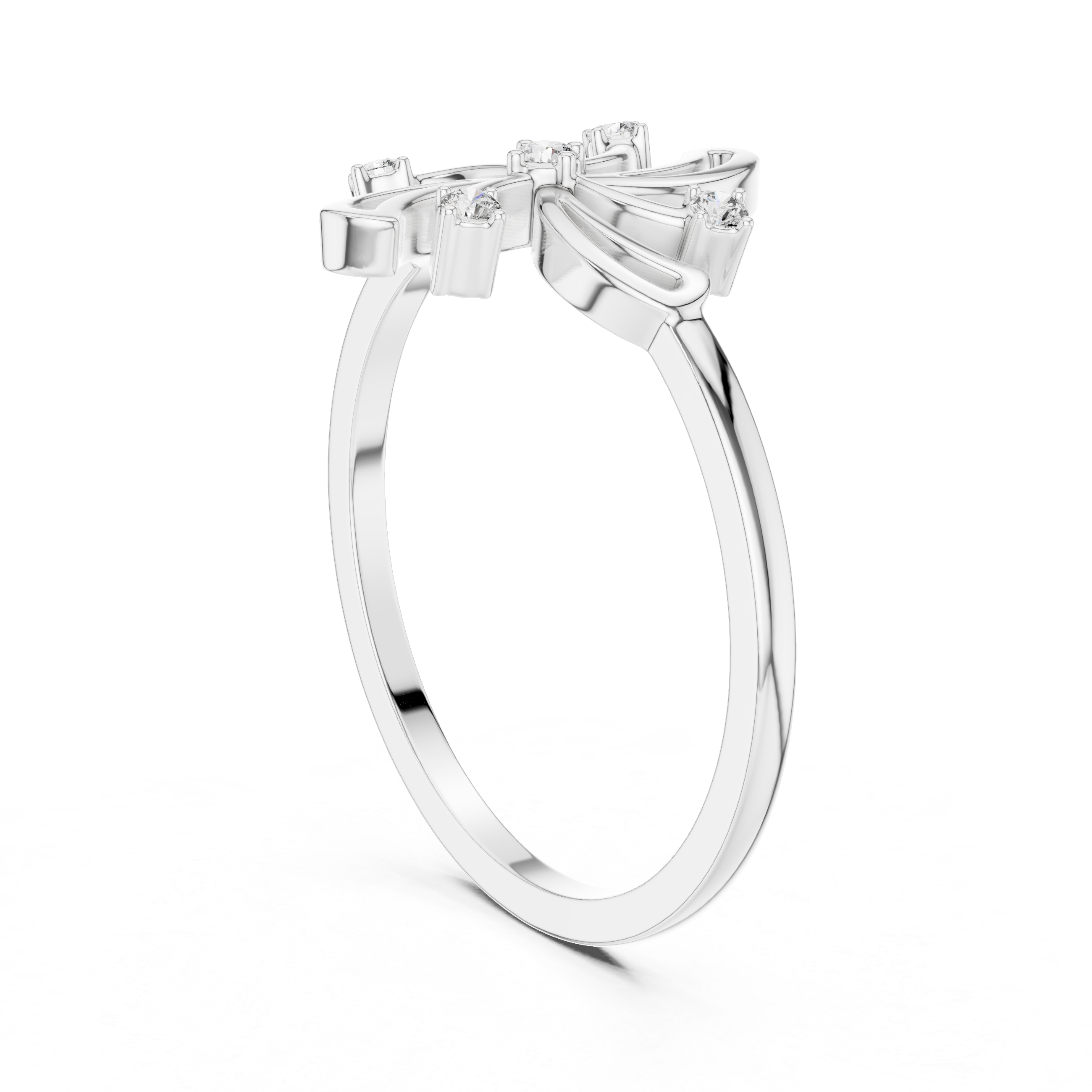 Diamond Floral Swirl Ring – Nature Inspired Openwork Flower Ring