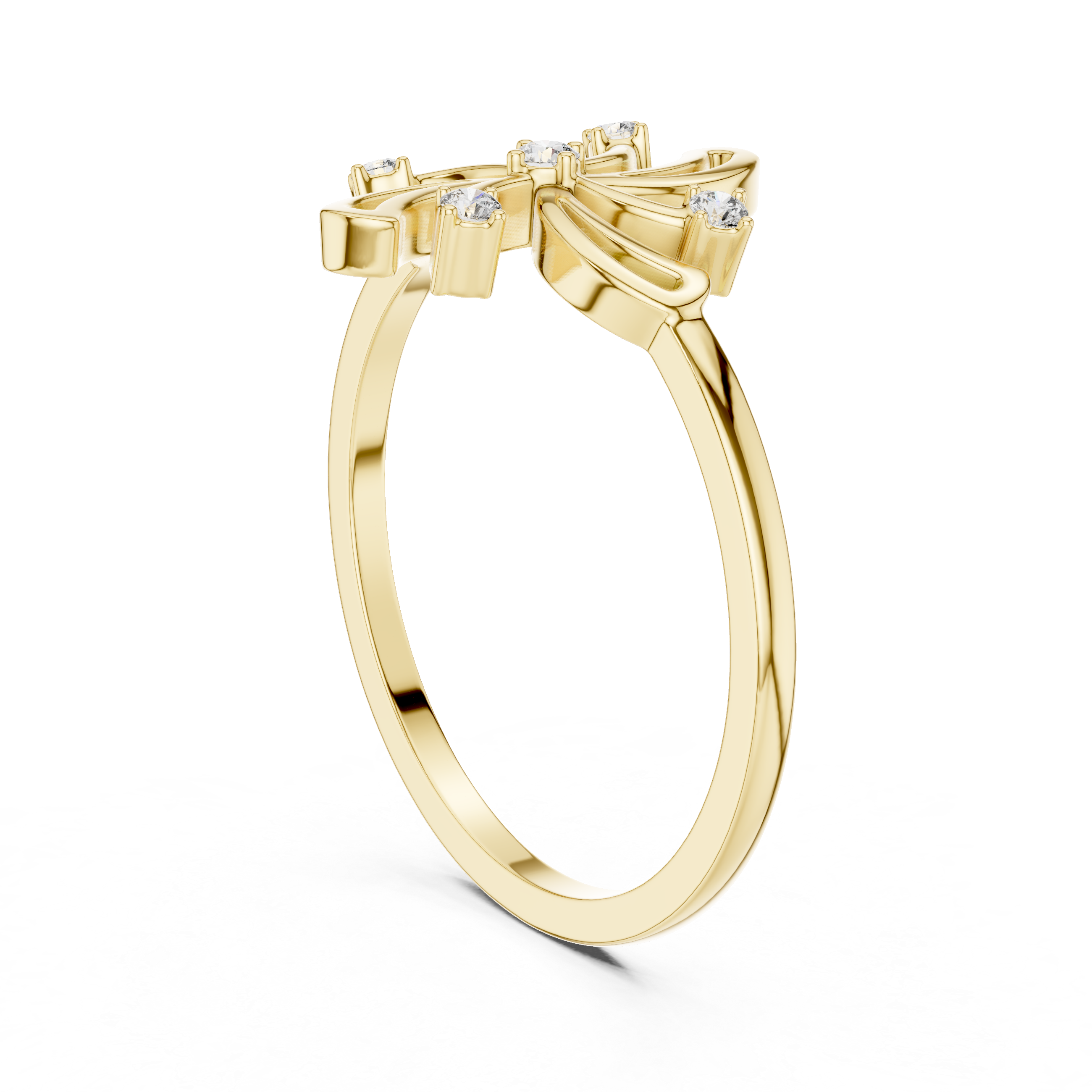 Diamond Floral Swirl Ring – Nature Inspired Openwork Flower Ring