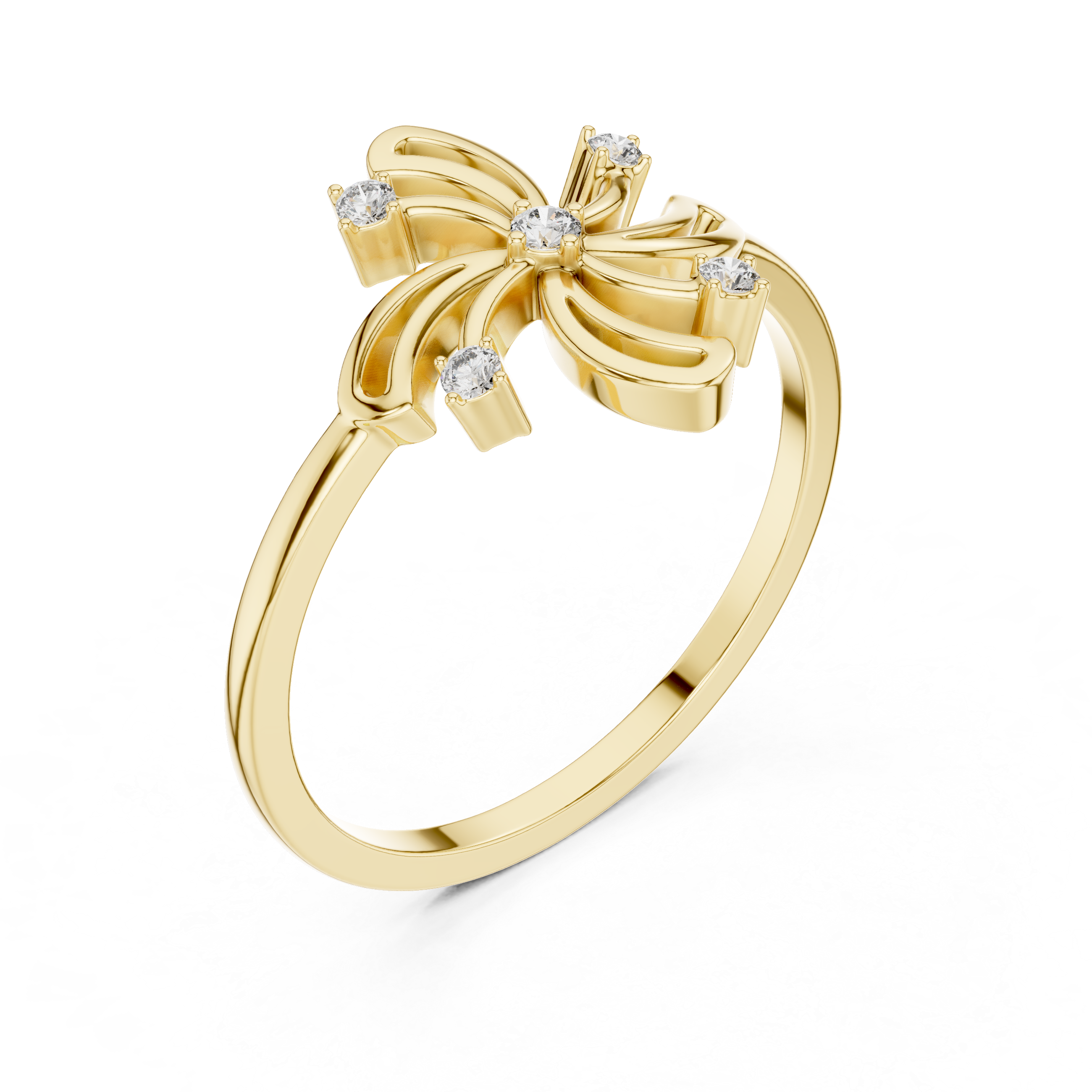 Diamond Floral Swirl Ring – Nature Inspired Openwork Flower Ring