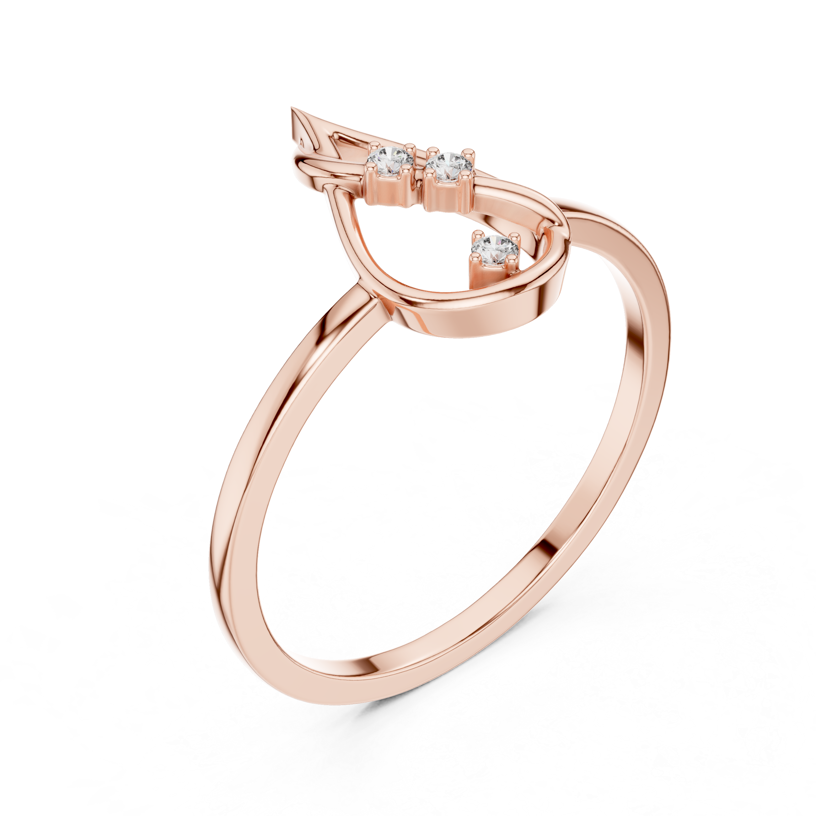 Diamond Teardrop Leaf Ring – Minimalist Nature Inspired Open Drop Ring