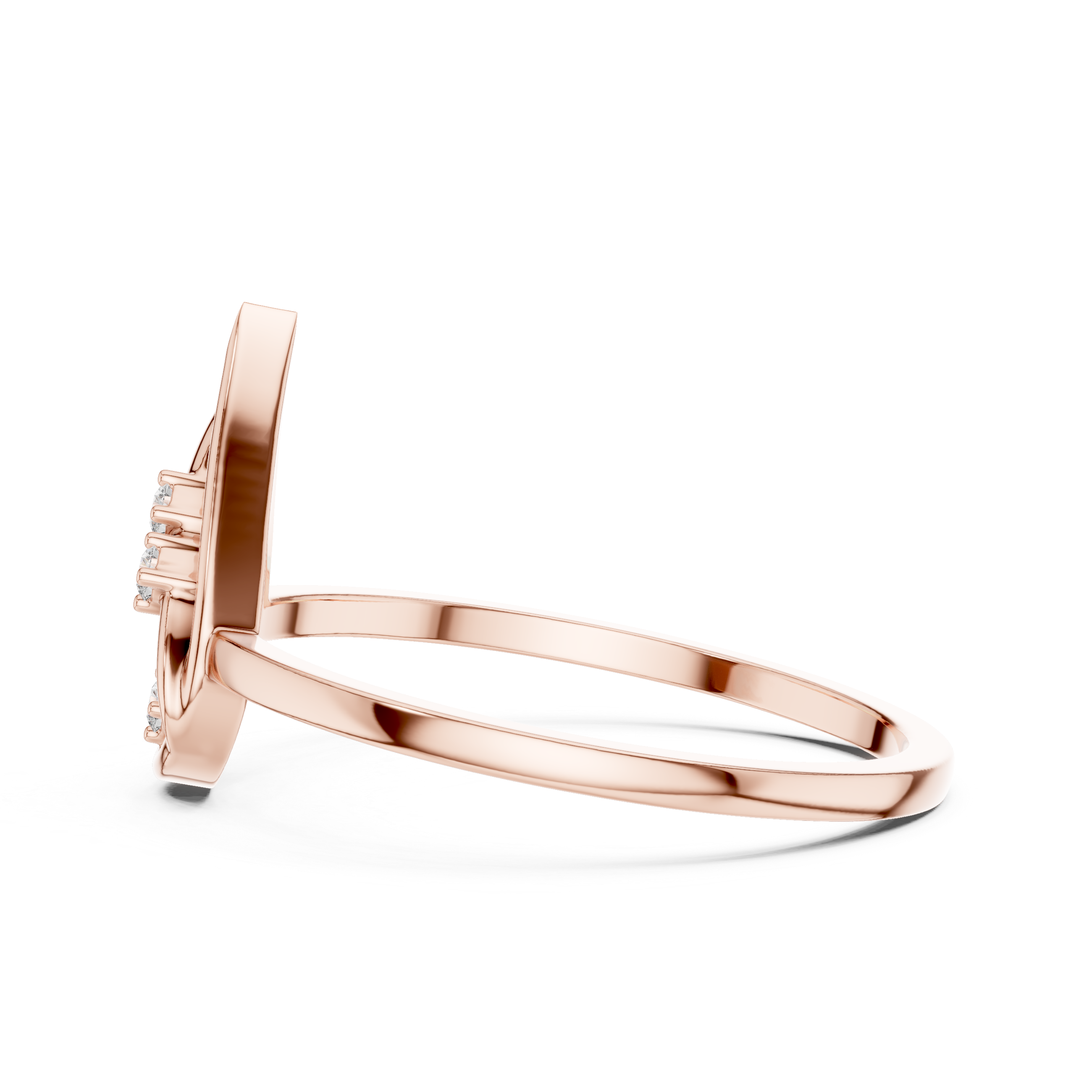Diamond Teardrop Leaf Ring – Minimalist Nature Inspired Open Drop Ring