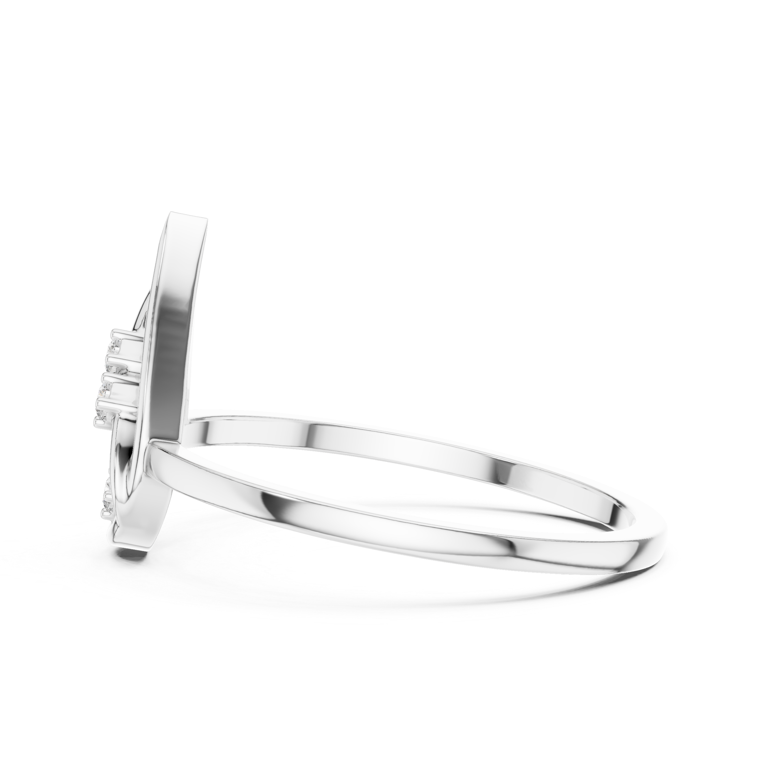 Diamond Teardrop Leaf Ring – Minimalist Nature Inspired Open Drop Ring