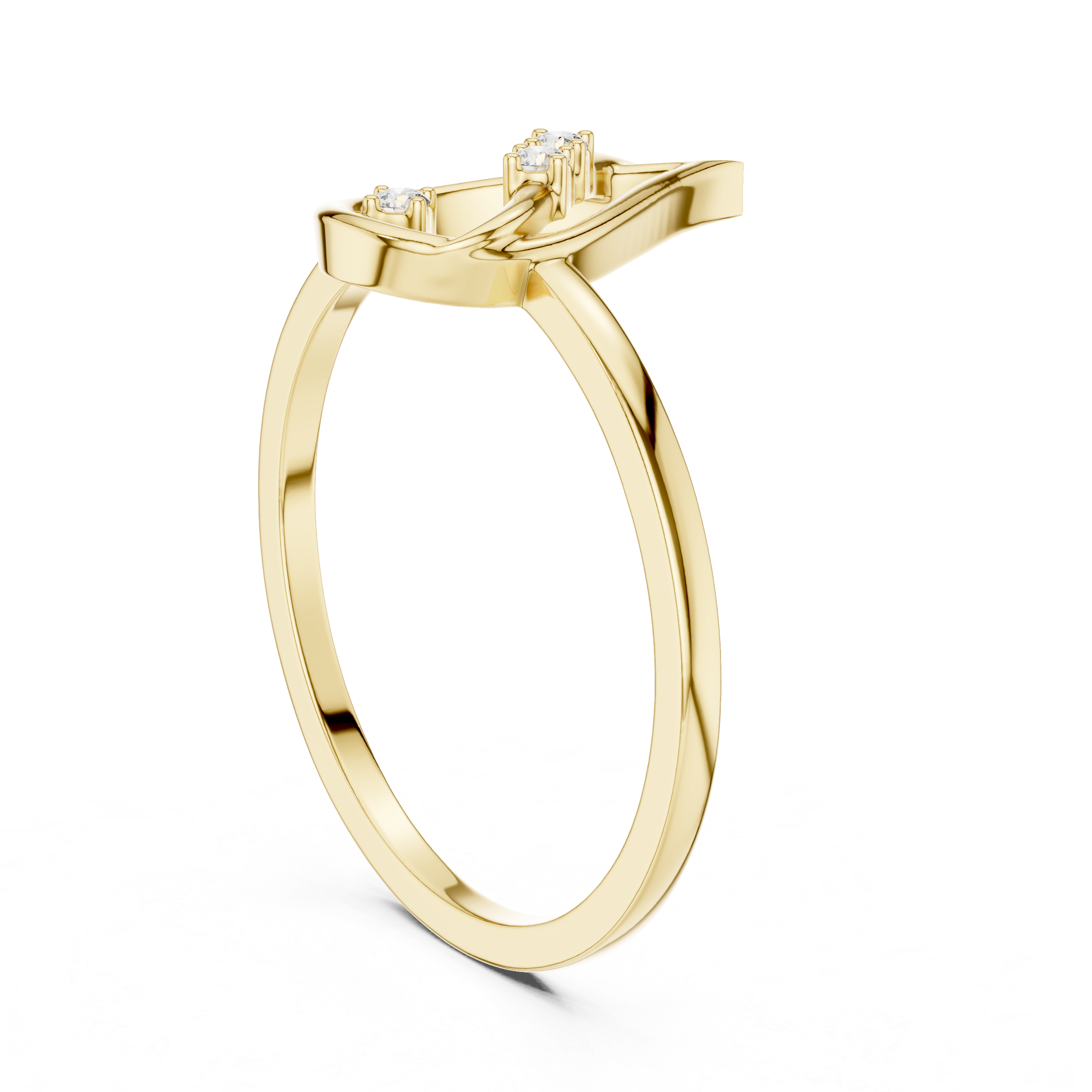 Diamond Teardrop Leaf Ring – Minimalist Nature Inspired Open Drop Ring