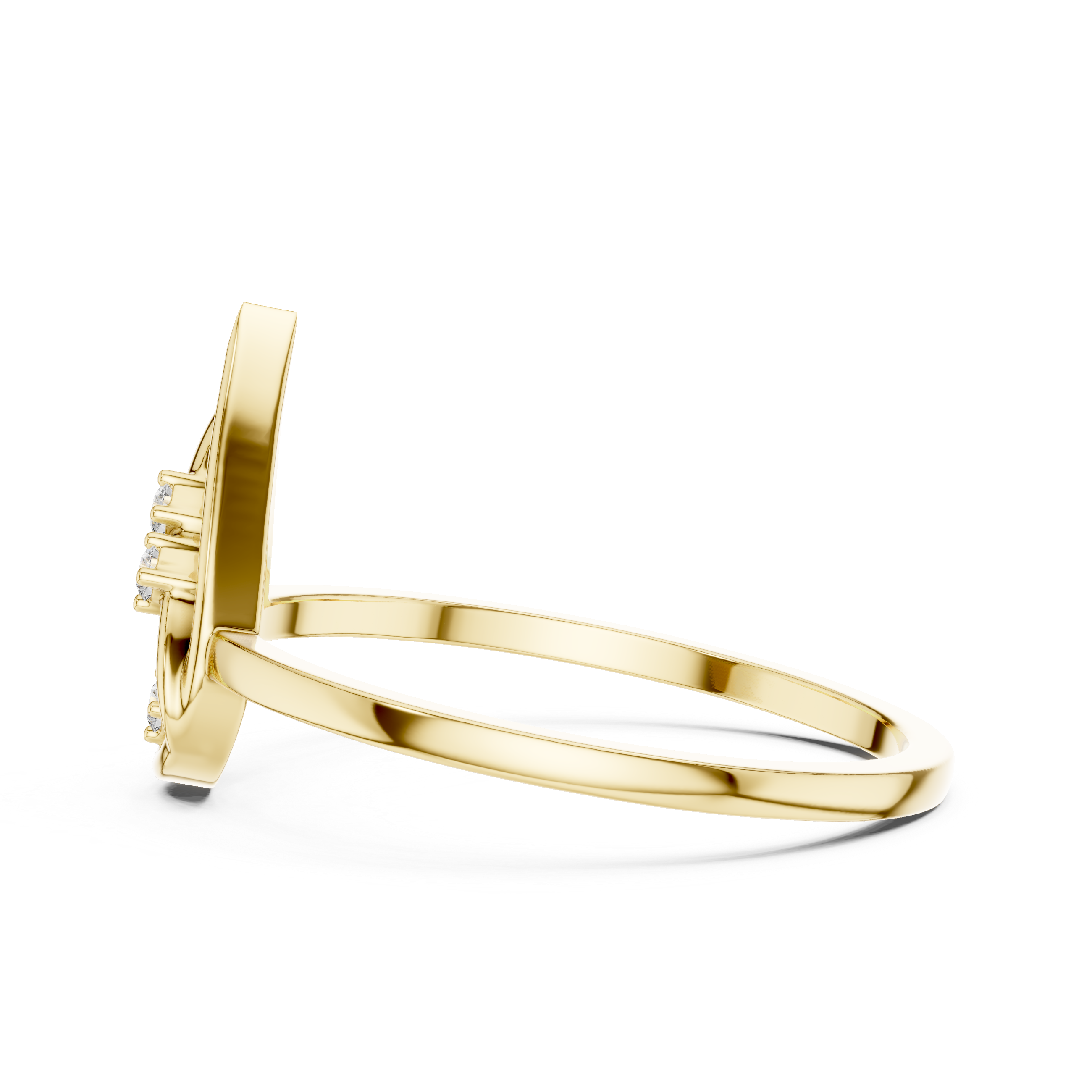 Diamond Teardrop Leaf Ring – Minimalist Nature Inspired Open Drop Ring