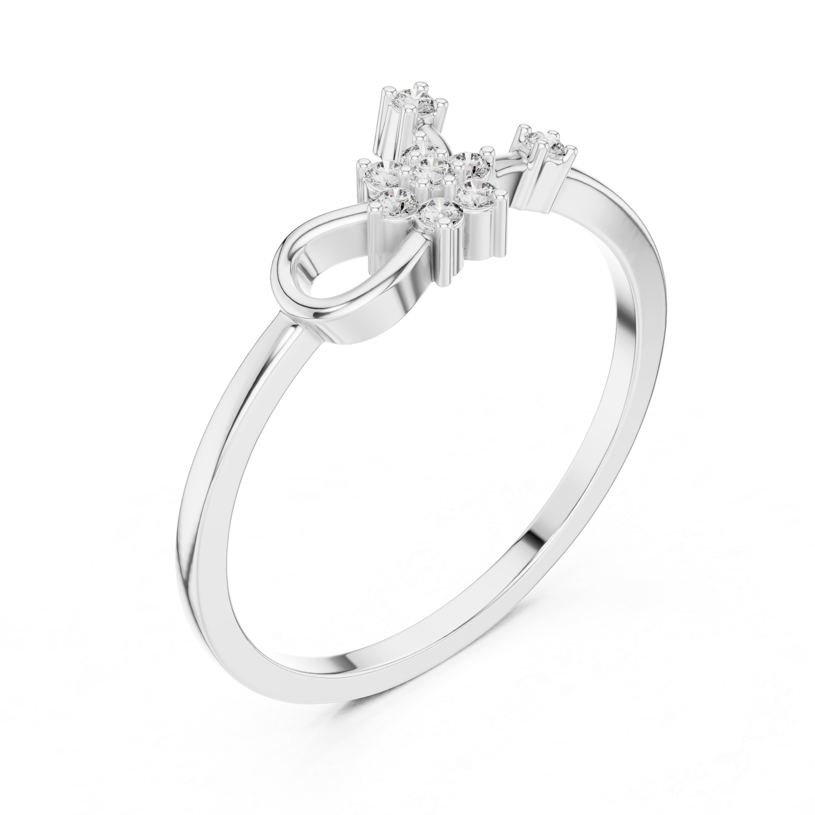 Floral Infinity Diamond Ring – Delicate Open Loop Nature-Inspired Ring