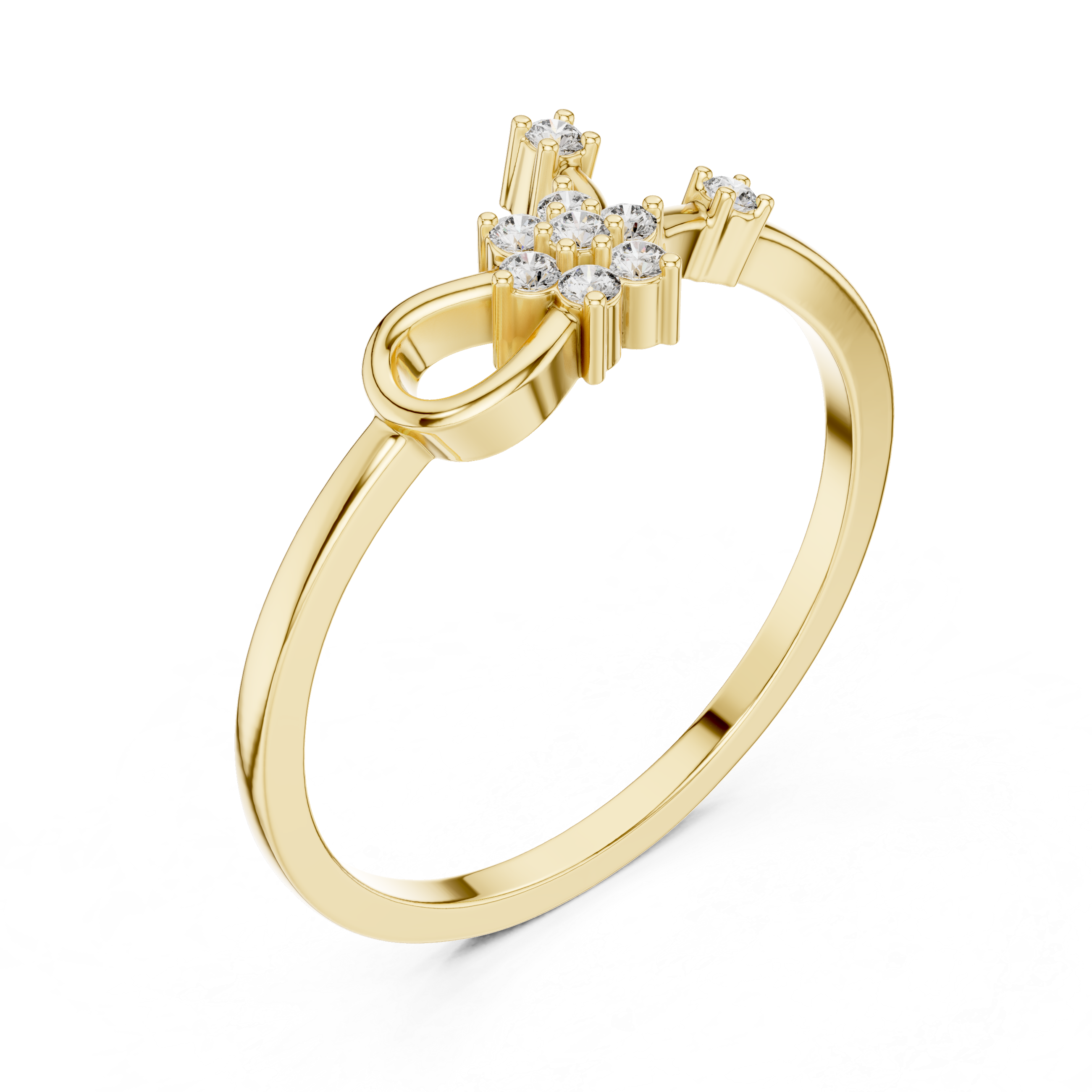 Floral Infinity Diamond Ring – Delicate Open Loop Nature-Inspired Ring