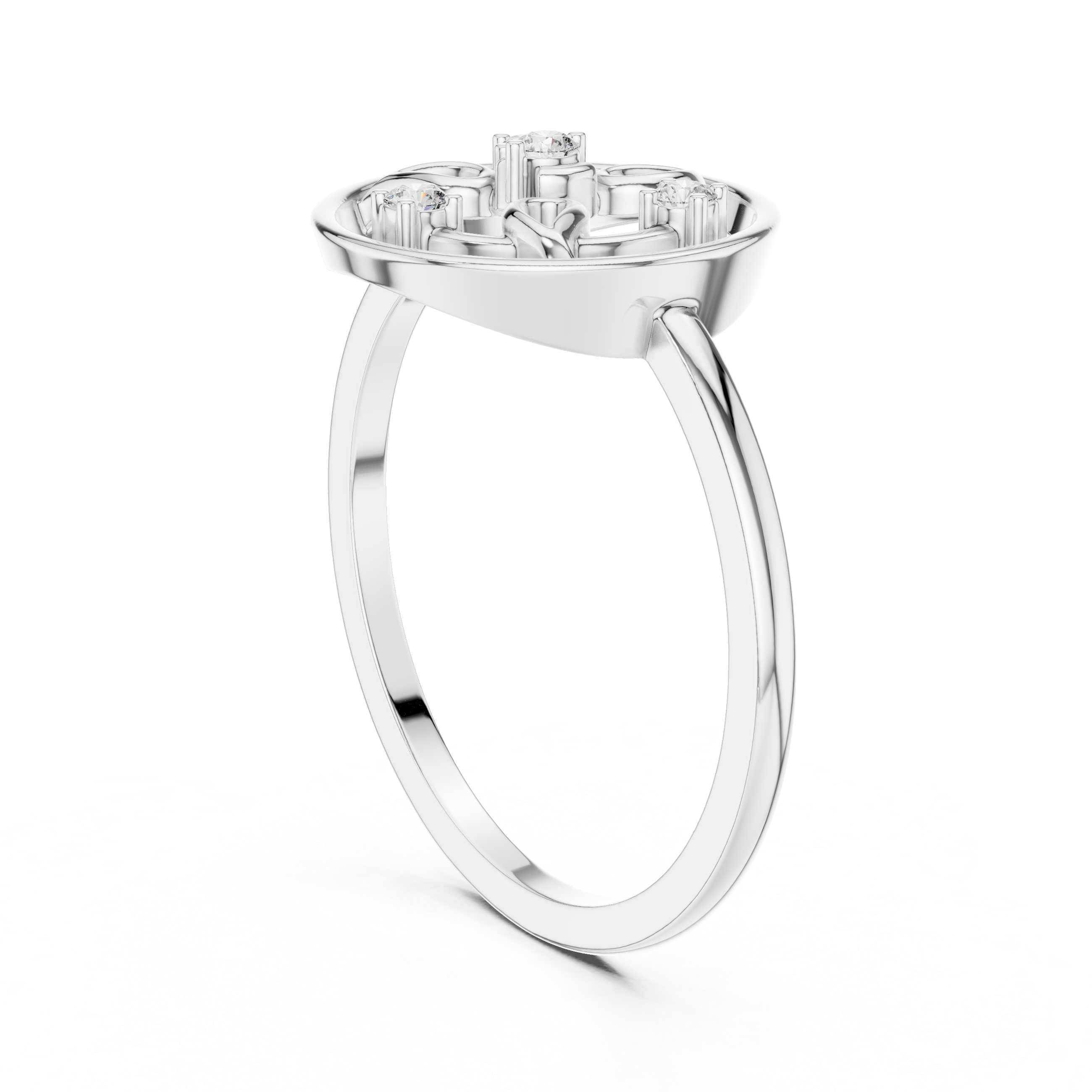 Circular Floral Diamond Ring – Nature-Inspired Openwork Medallion Ring