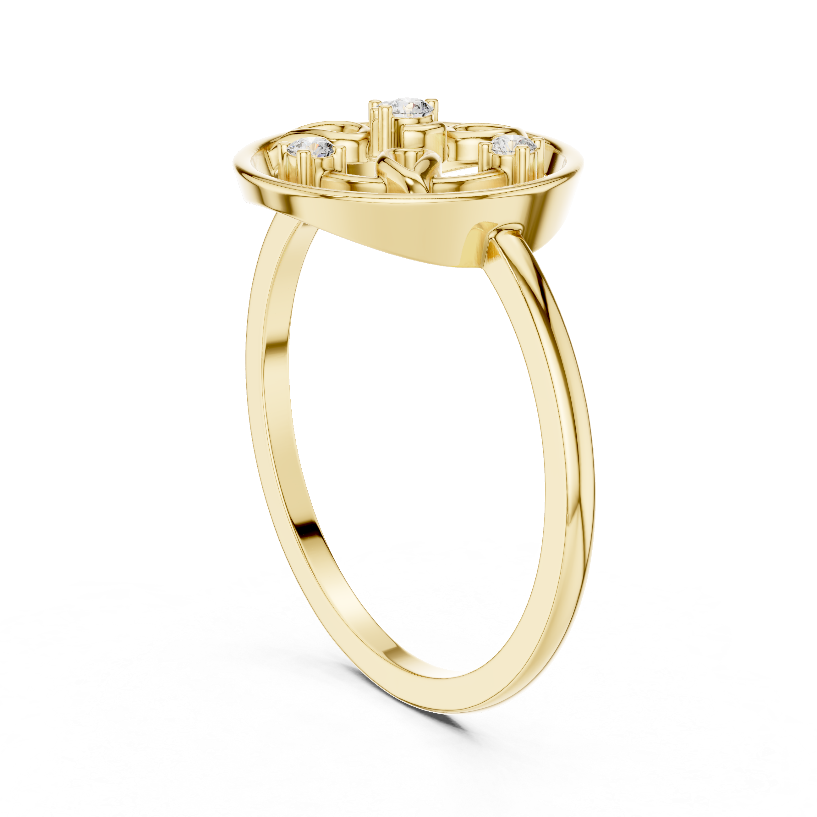 Circular Floral Diamond Ring – Nature-Inspired Openwork Medallion Ring
