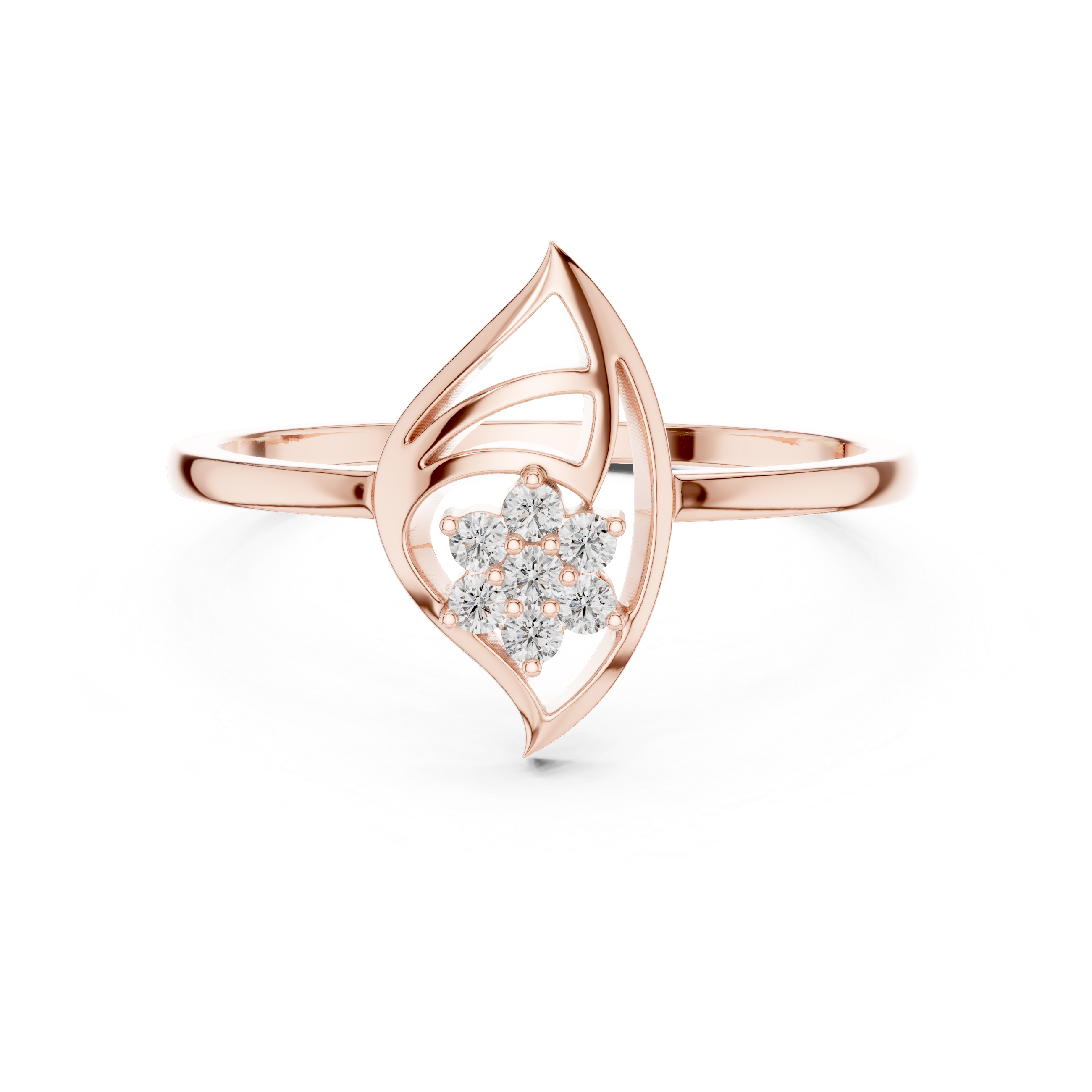 Nature-Inspired Marquise Leaf Diamond Ring – Openwork Floral Cluster Ring