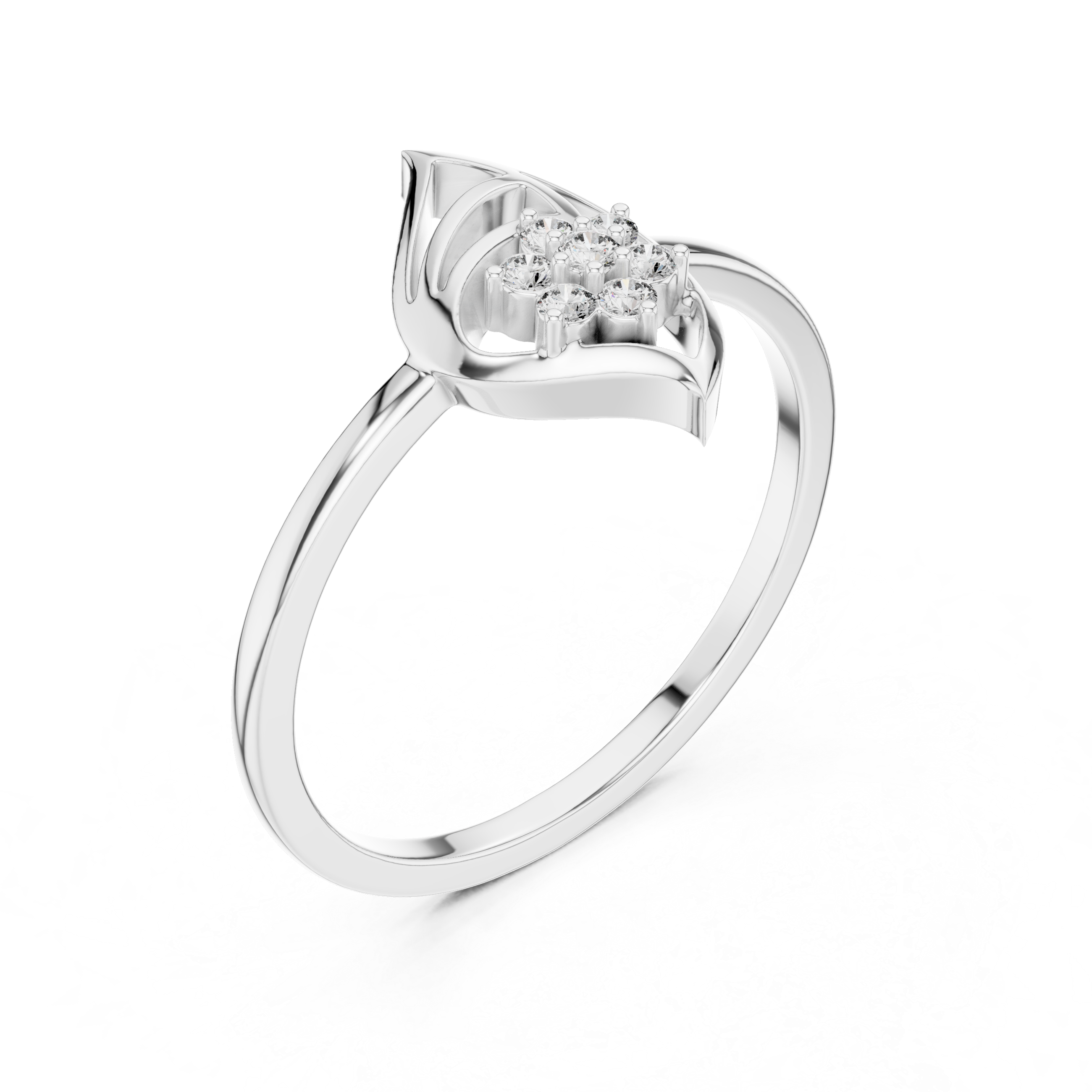 Nature-Inspired Marquise Leaf Diamond Ring – Openwork Floral Cluster Ring