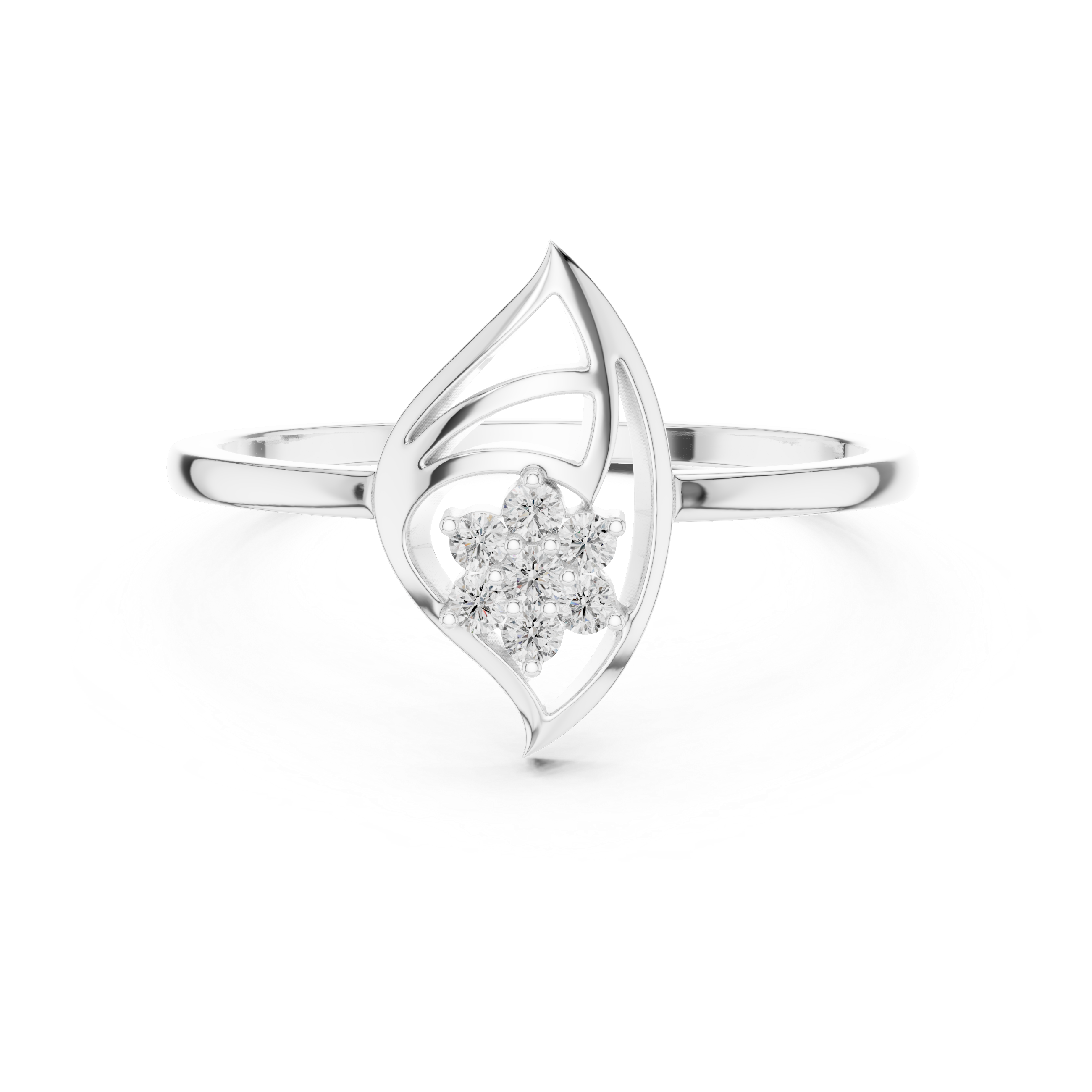 Nature-Inspired Marquise Leaf Diamond Ring – Openwork Floral Cluster Ring