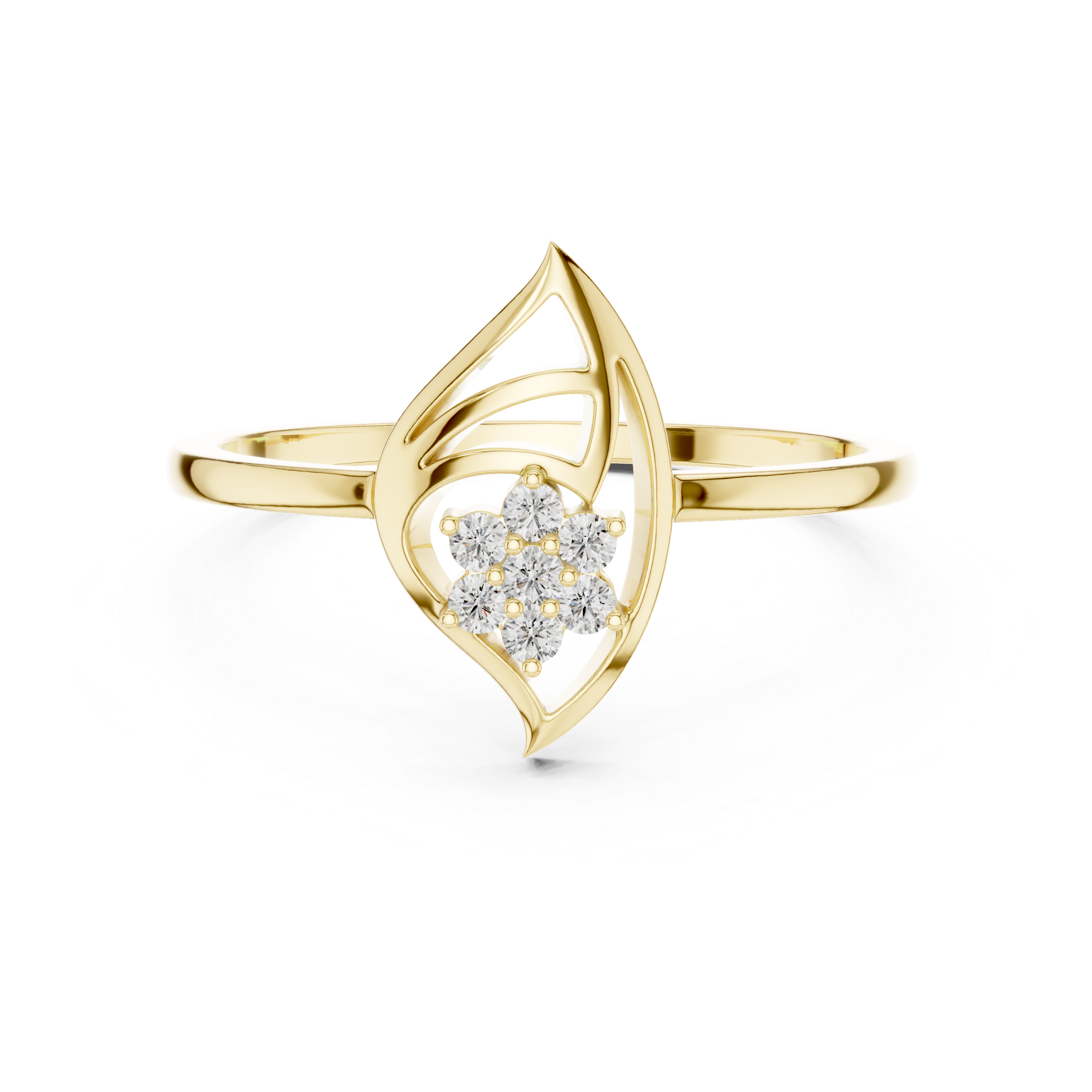 Nature-Inspired Marquise Leaf Diamond Ring – Openwork Floral Cluster Ring