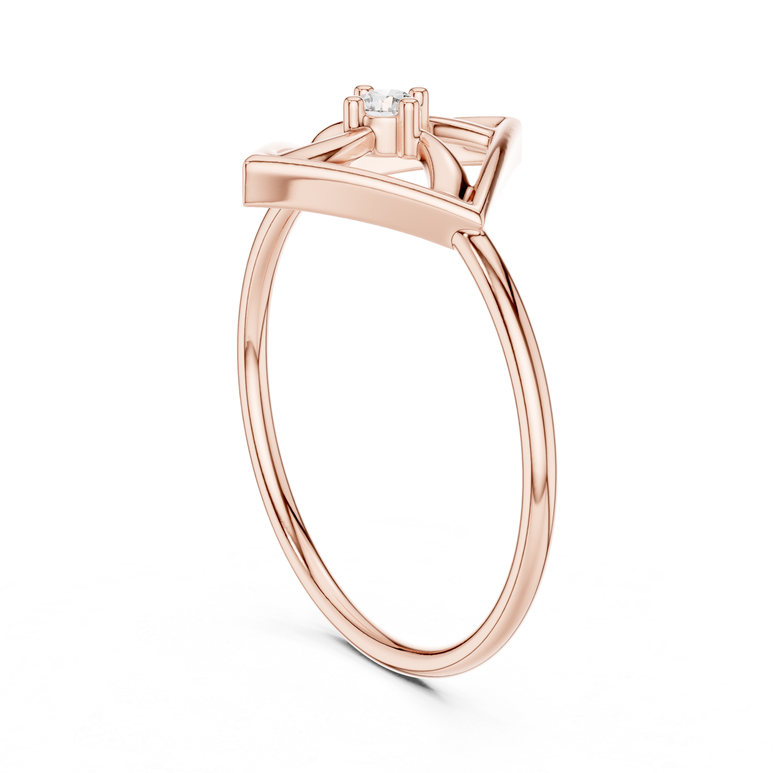Geometric Diamond Pinwheel Ring – Minimalist Open Frame Kite Ring