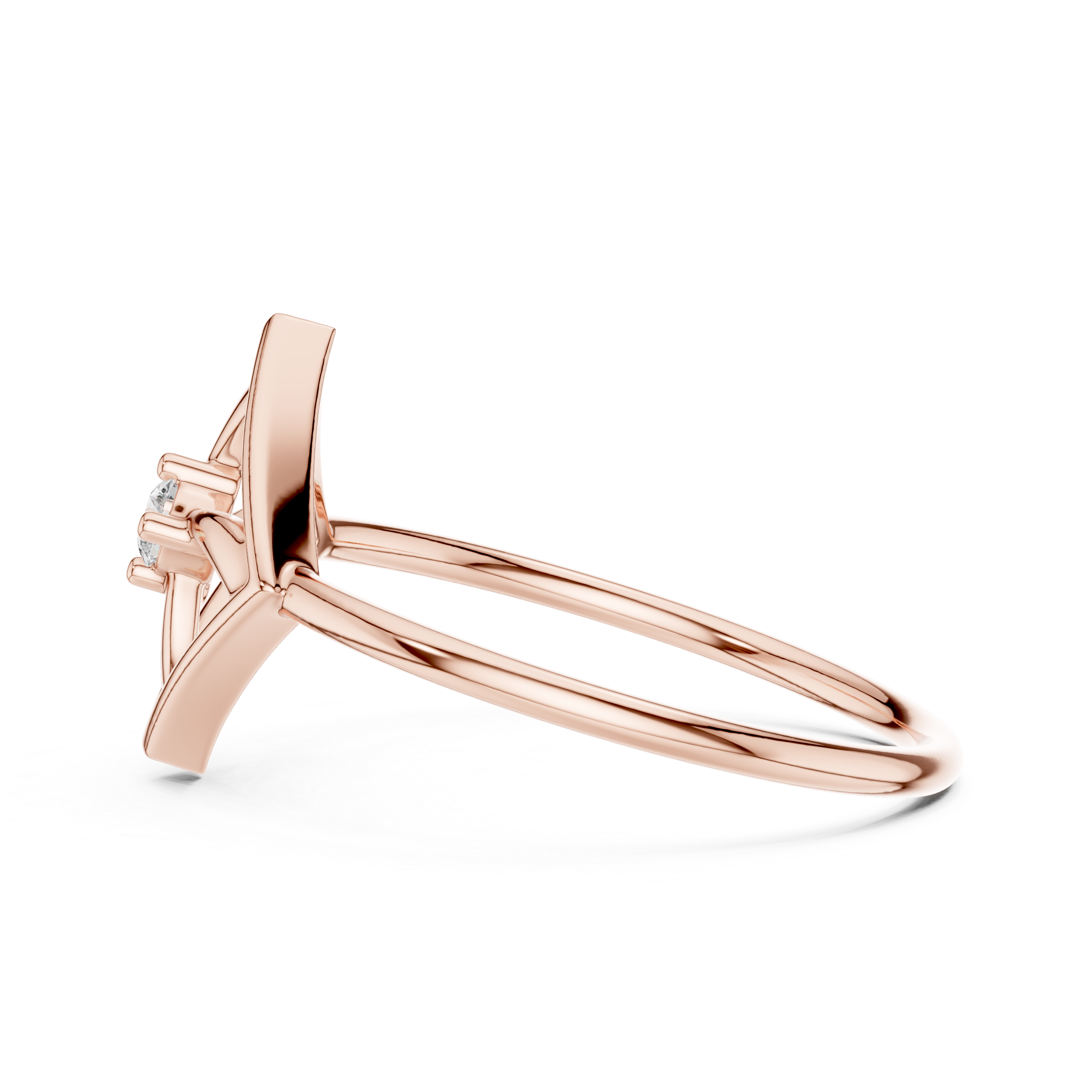 Geometric Diamond Pinwheel Ring – Minimalist Open Frame Kite Ring
