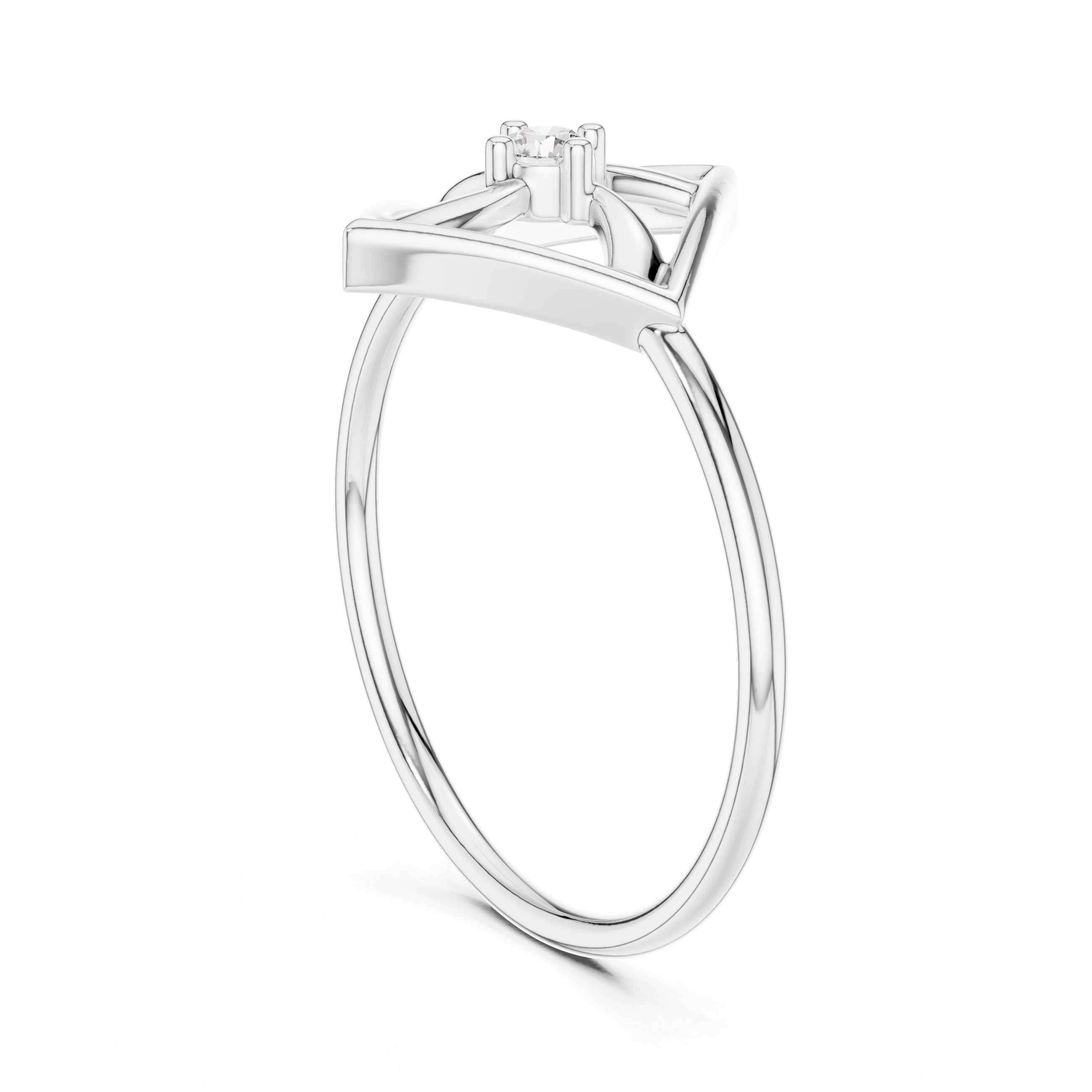 Geometric Diamond Pinwheel Ring – Minimalist Open Frame Kite Ring