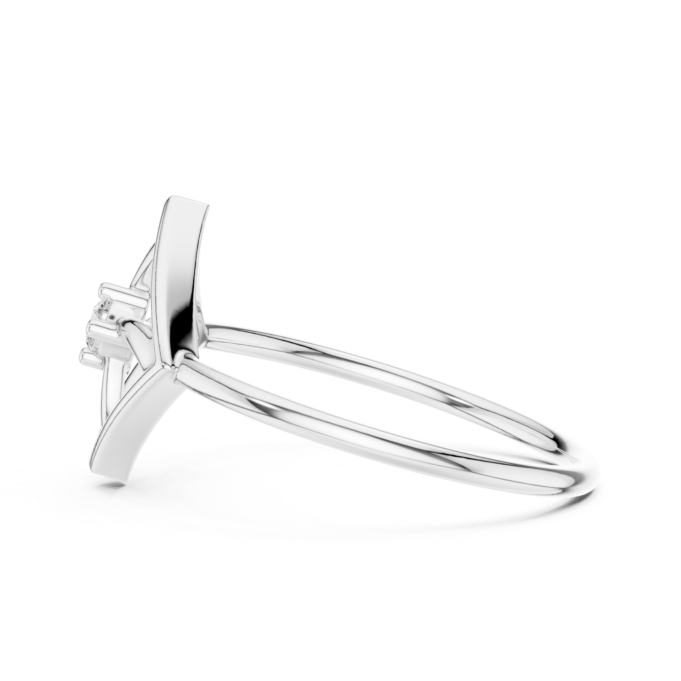 Geometric Diamond Pinwheel Ring – Minimalist Open Frame Kite Ring