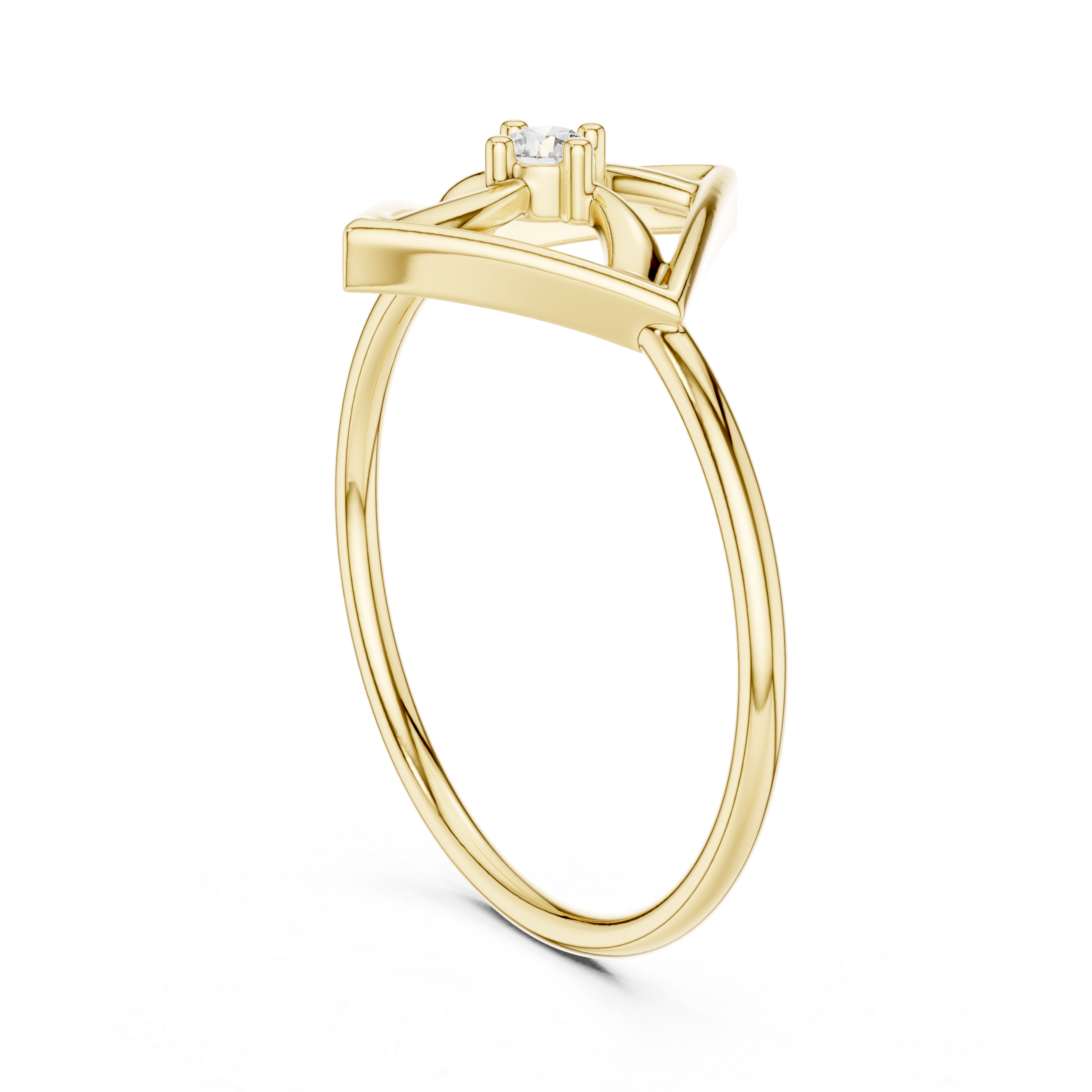 Geometric Diamond Pinwheel Ring – Minimalist Open Frame Kite Ring