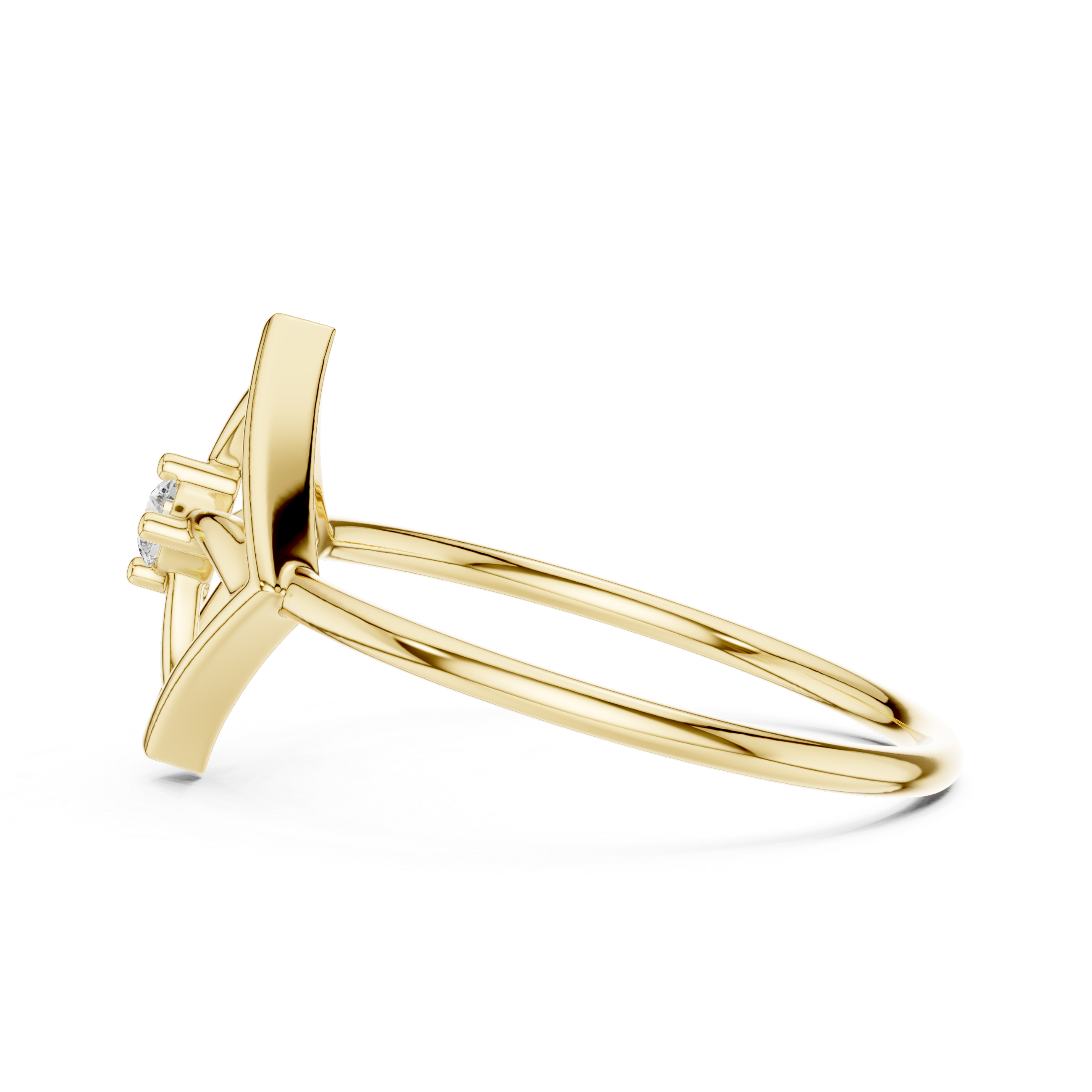 Geometric Diamond Pinwheel Ring – Minimalist Open Frame Kite Ring