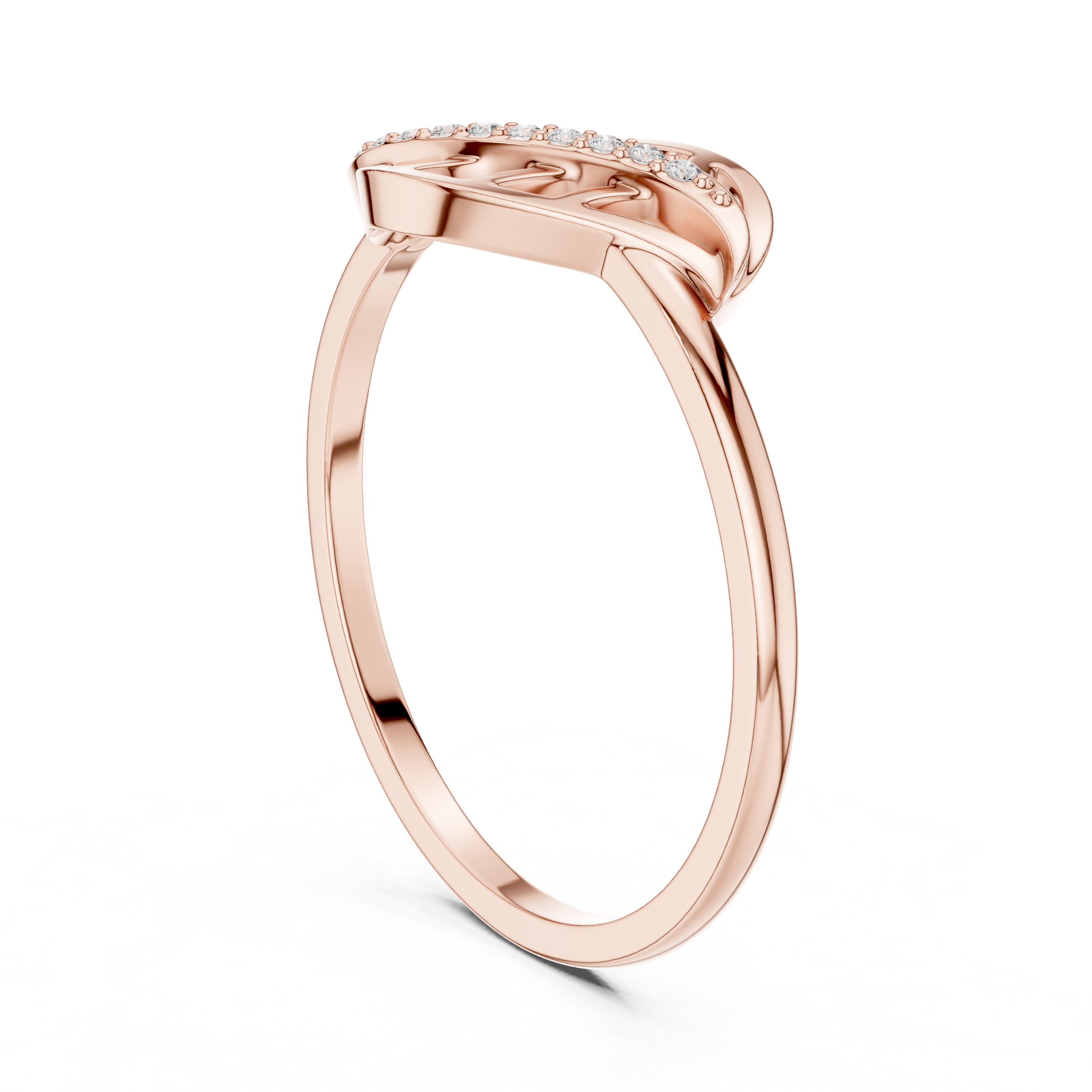 Diamond Infinity Leaf Ring – Nature Inspired Openwork Vine Ring