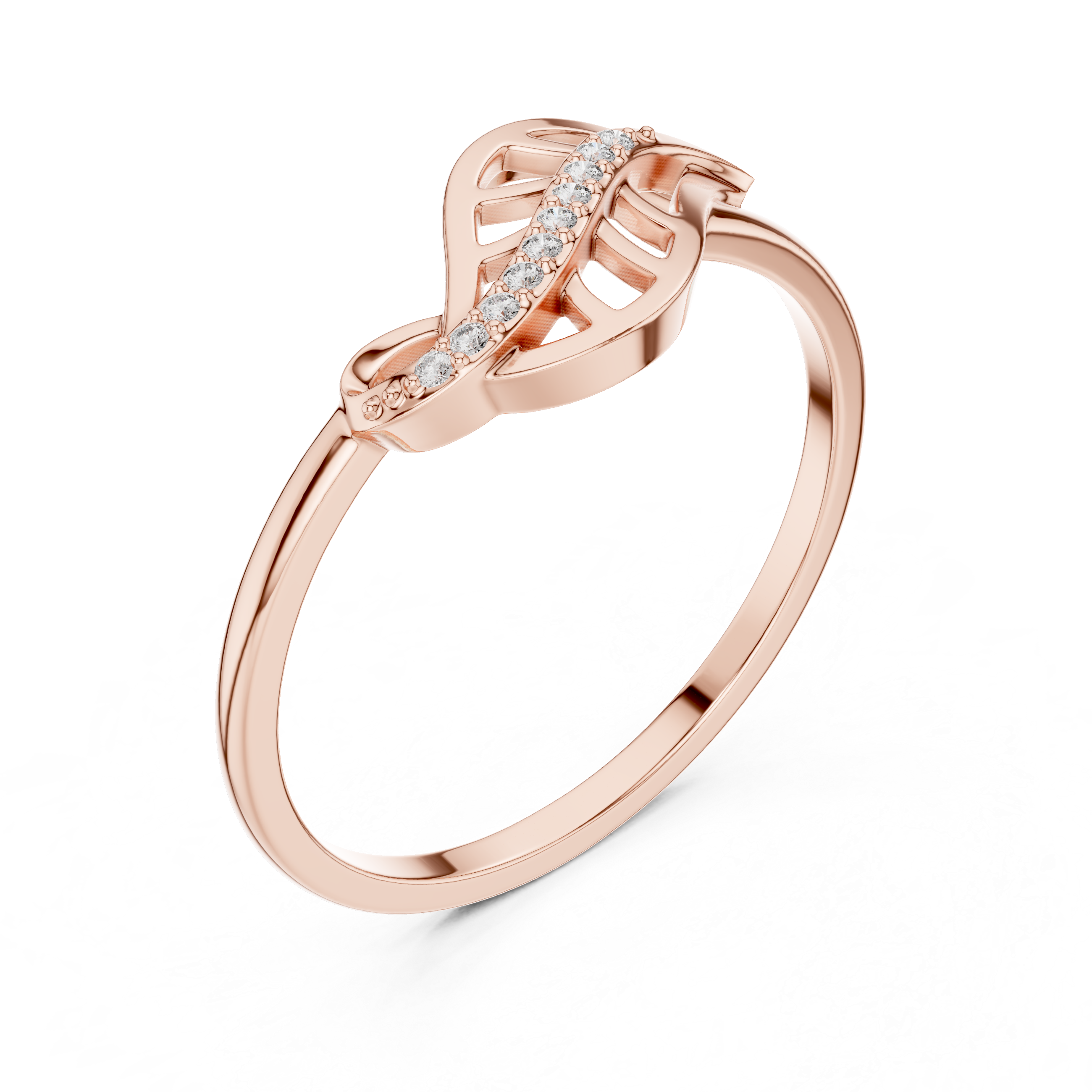 Diamond Infinity Leaf Ring – Nature Inspired Openwork Vine Ring