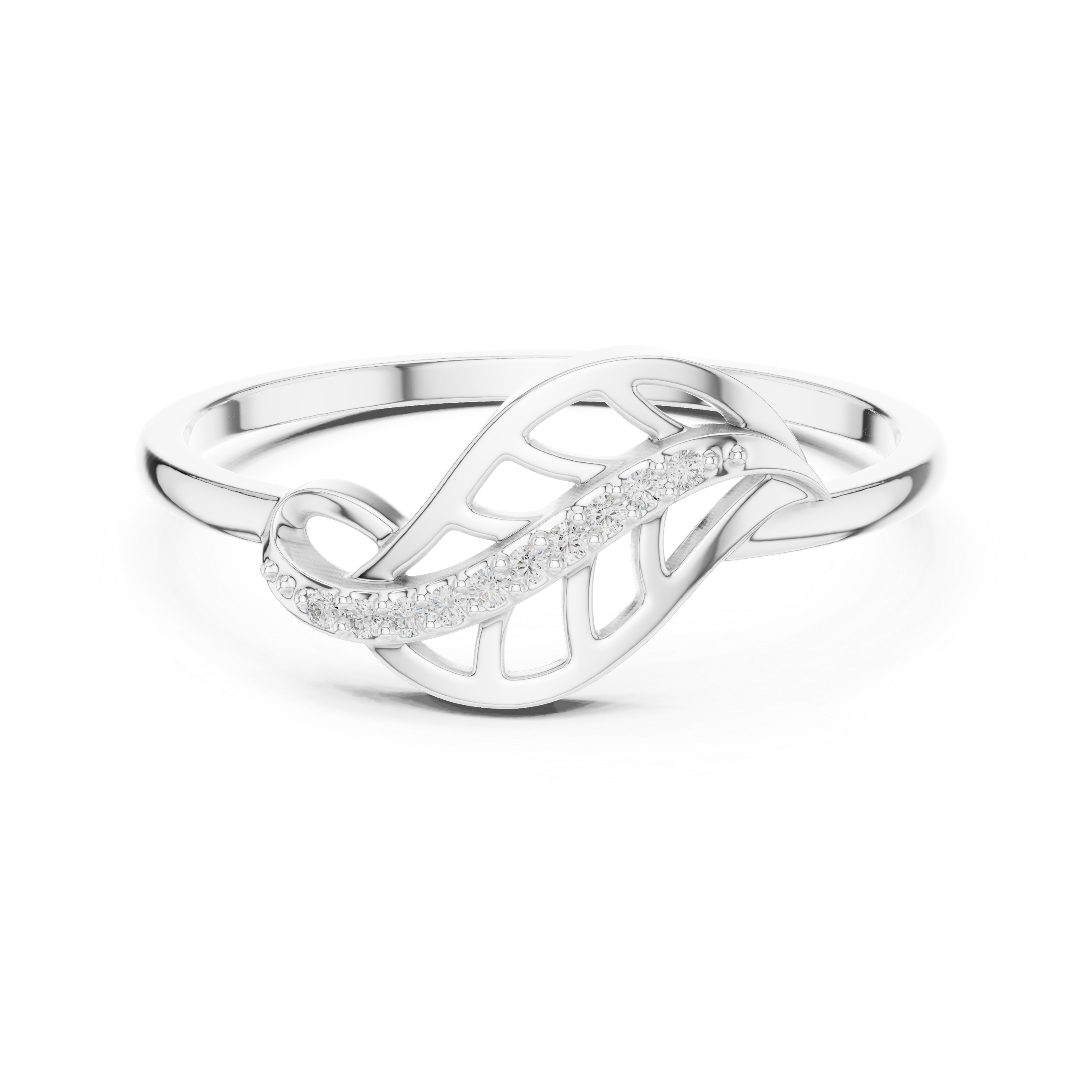 Diamond Infinity Leaf Ring – Nature Inspired Openwork Vine Ring