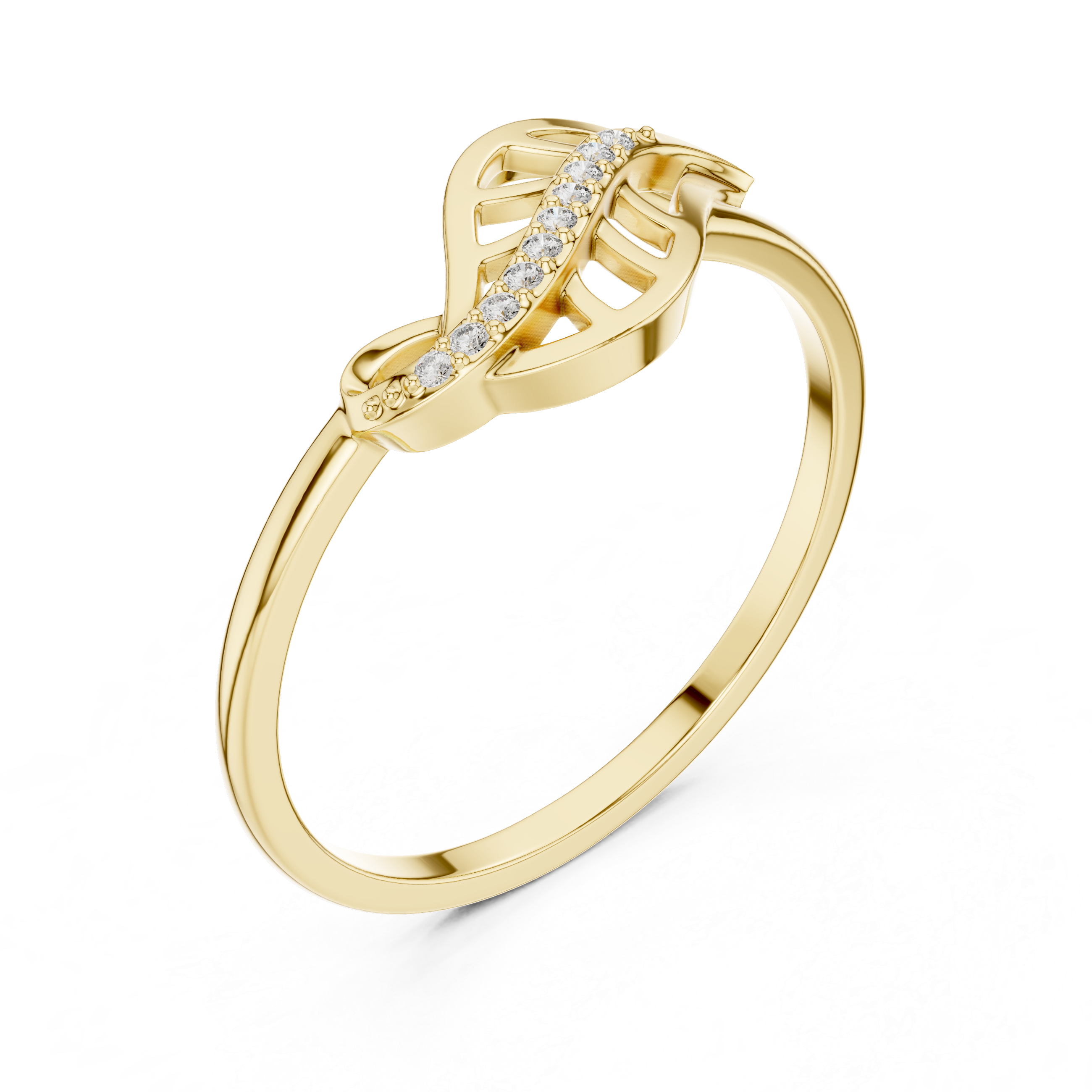 Diamond Infinity Leaf Ring – Nature Inspired Openwork Vine Ring