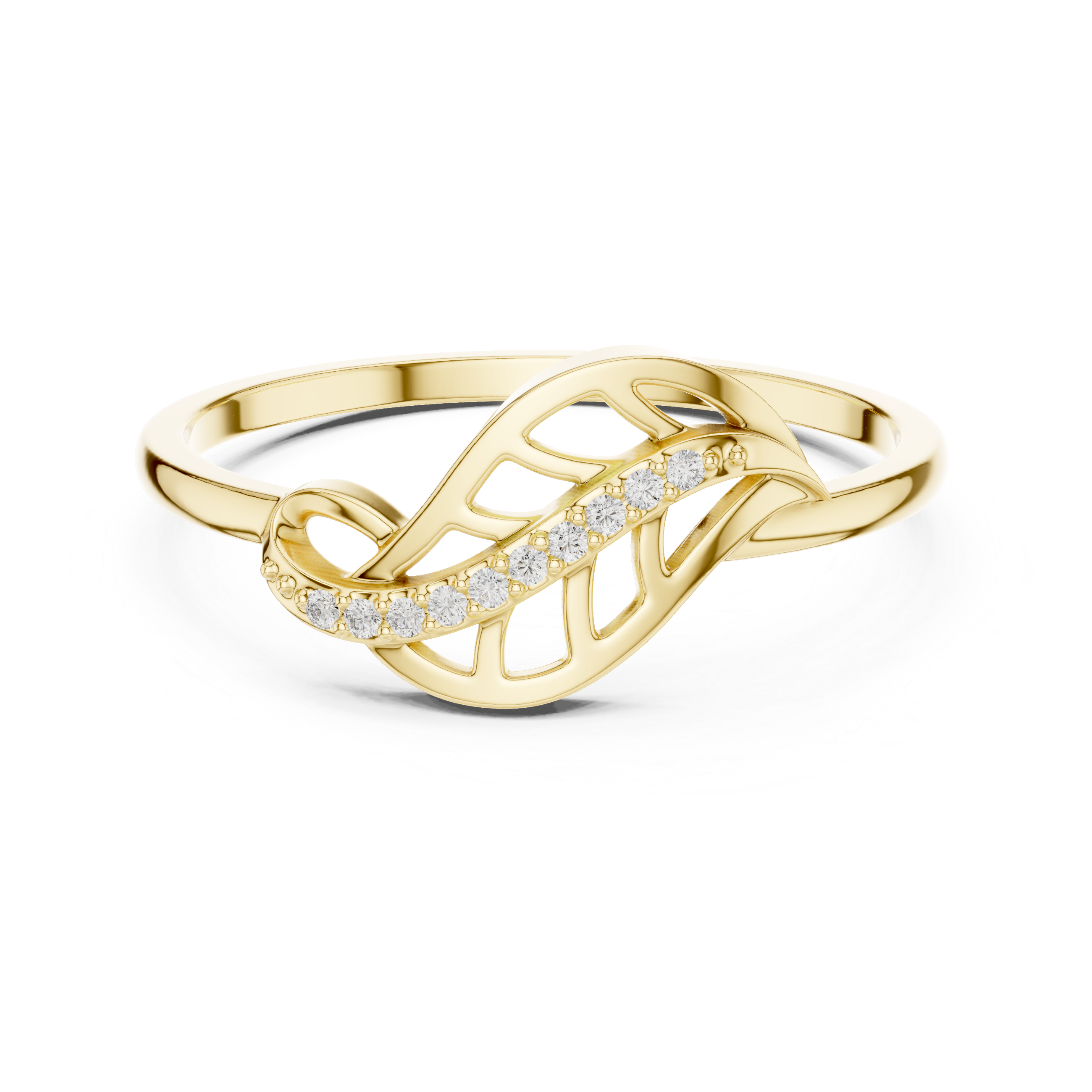 Diamond Infinity Leaf Ring – Nature Inspired Openwork Vine Ring
