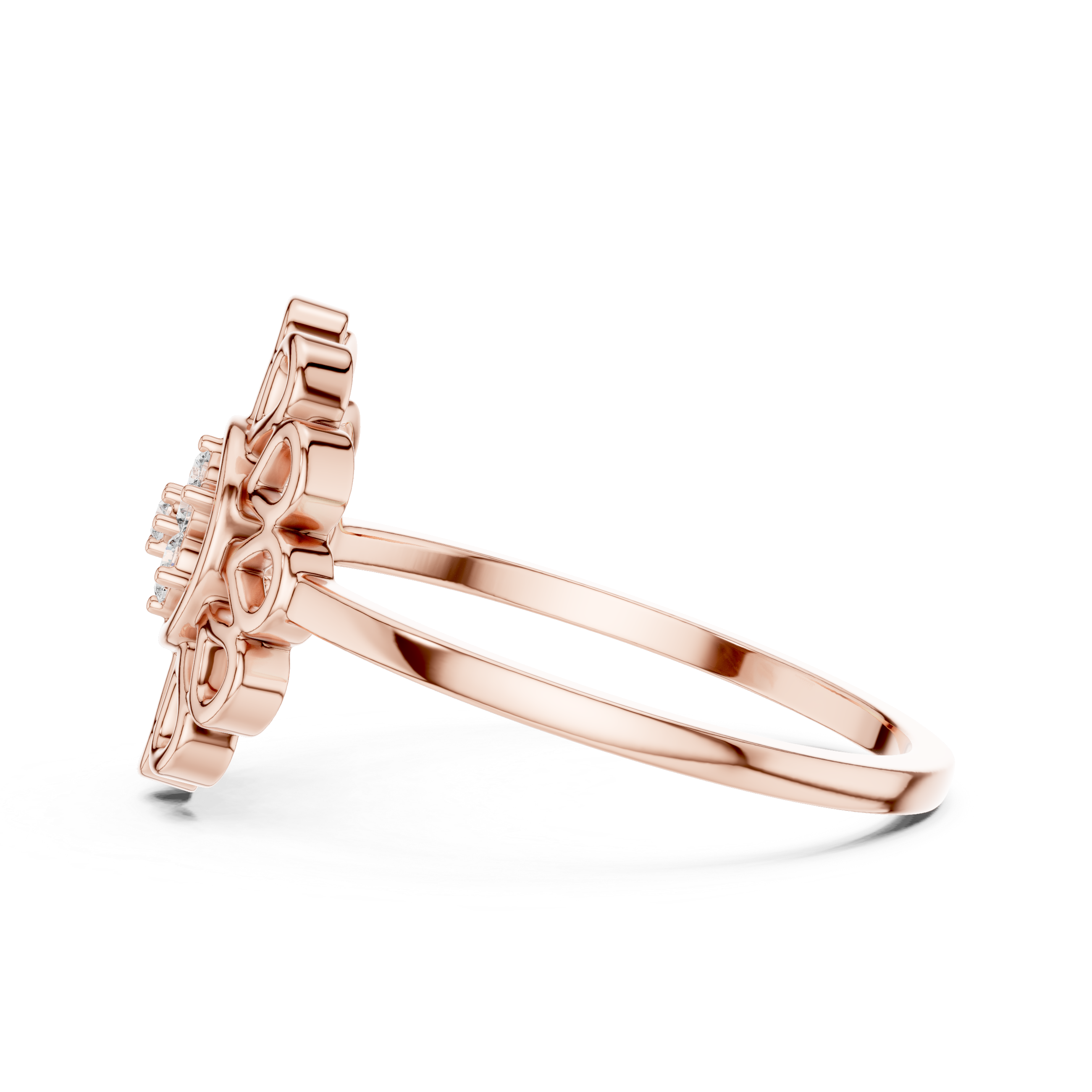 Diamond Floral Mandala Ring – Openwork Daisy Halo Statement Ring