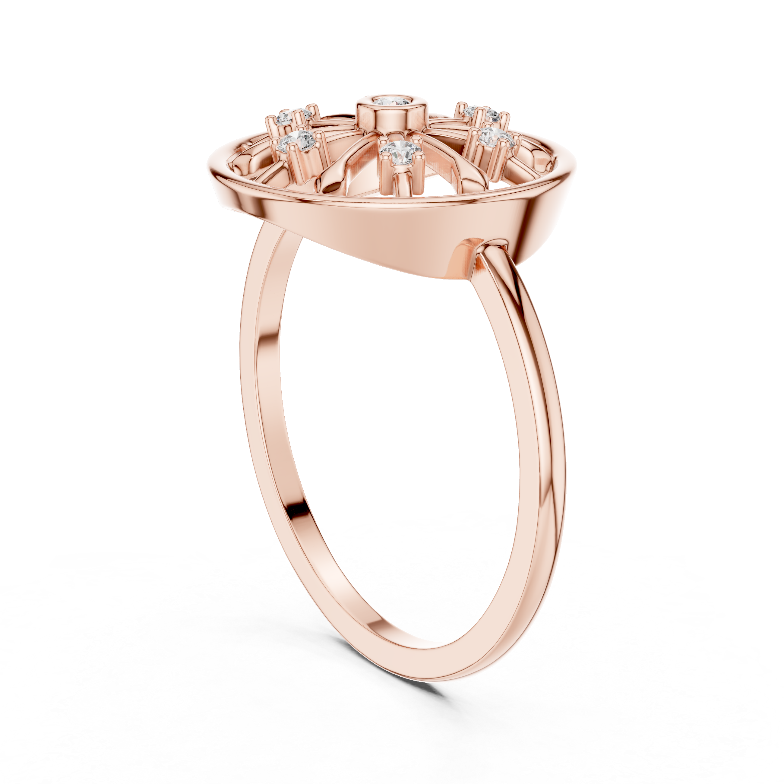 Diamond Wagon Wheel Ring – Vintage Inspired Circular Cluster Statement Ring