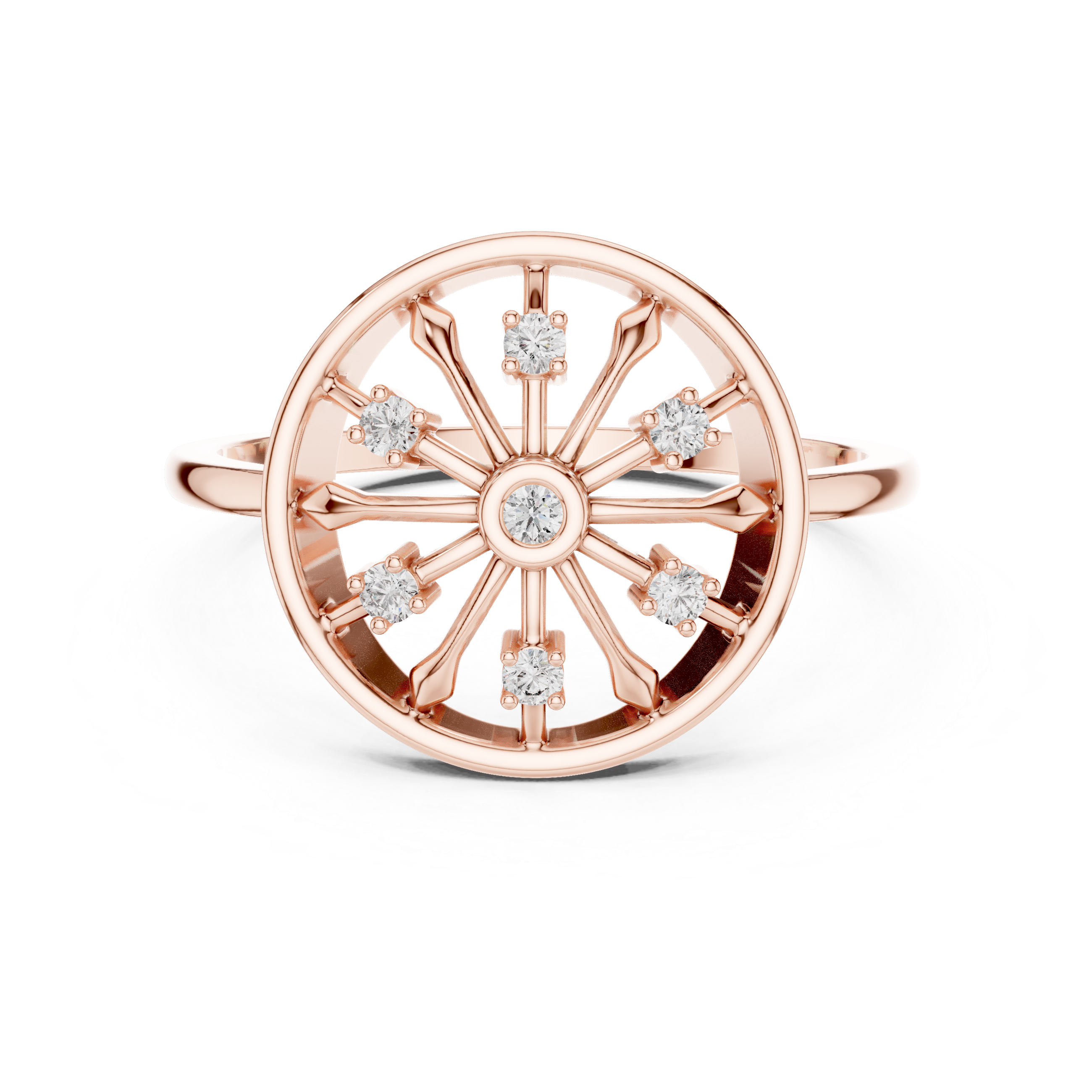 Diamond Wagon Wheel Ring – Vintage Inspired Circular Cluster Statement Ring