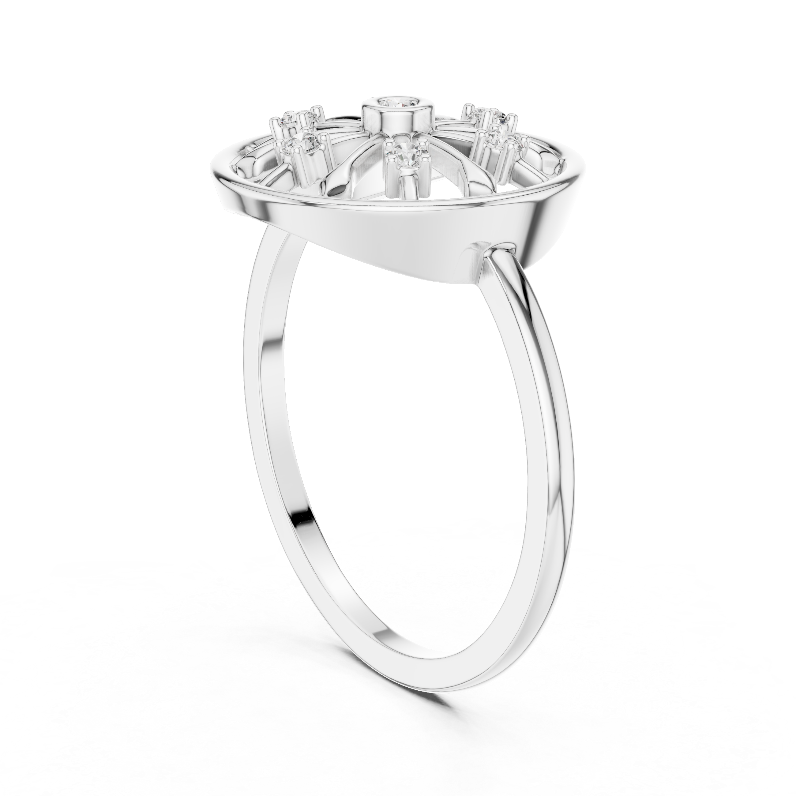 Diamond Wagon Wheel Ring – Vintage Inspired Circular Cluster Statement Ring