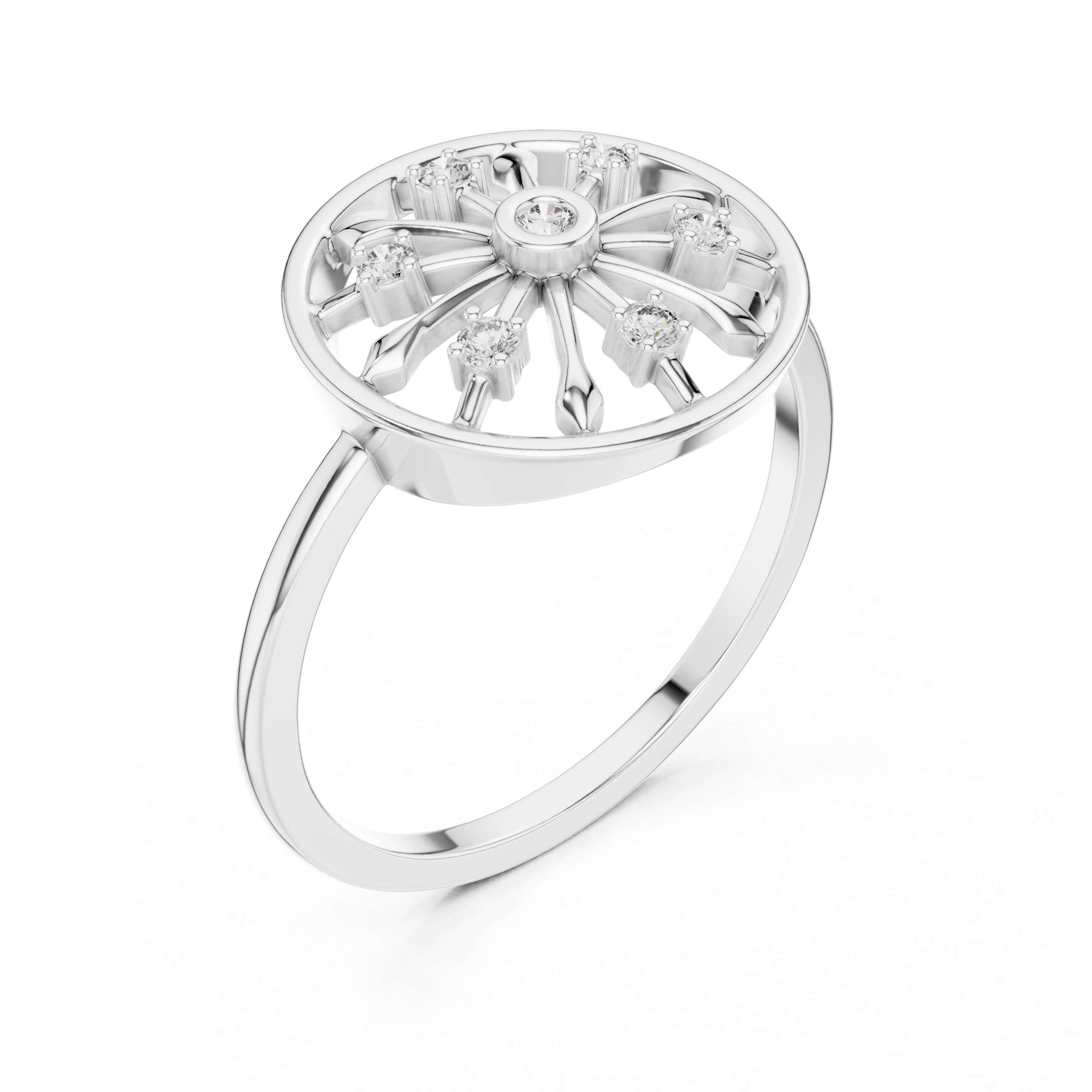 Diamond Wagon Wheel Ring – Vintage Inspired Circular Cluster Statement Ring