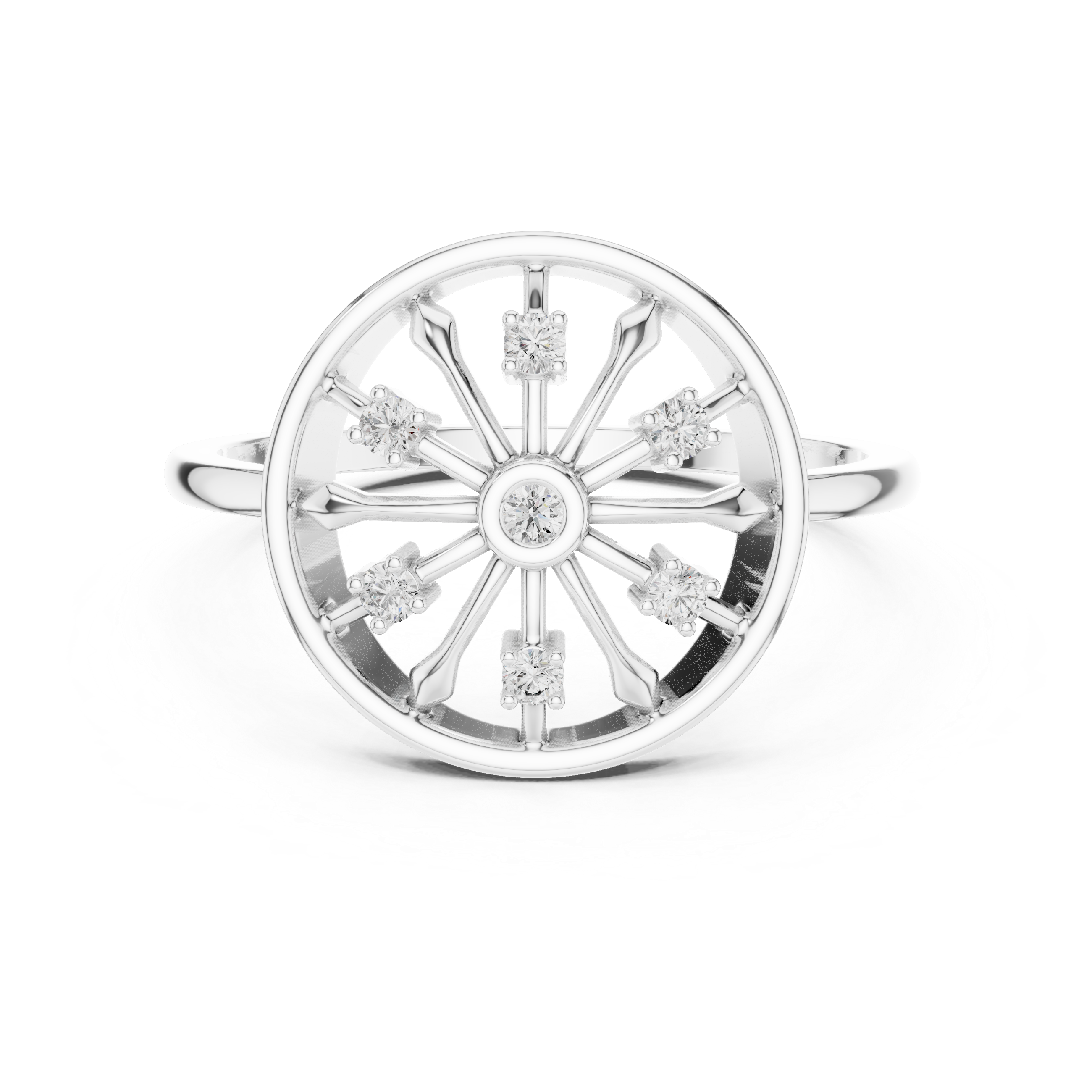 Diamond Wagon Wheel Ring – Vintage Inspired Circular Cluster Statement Ring