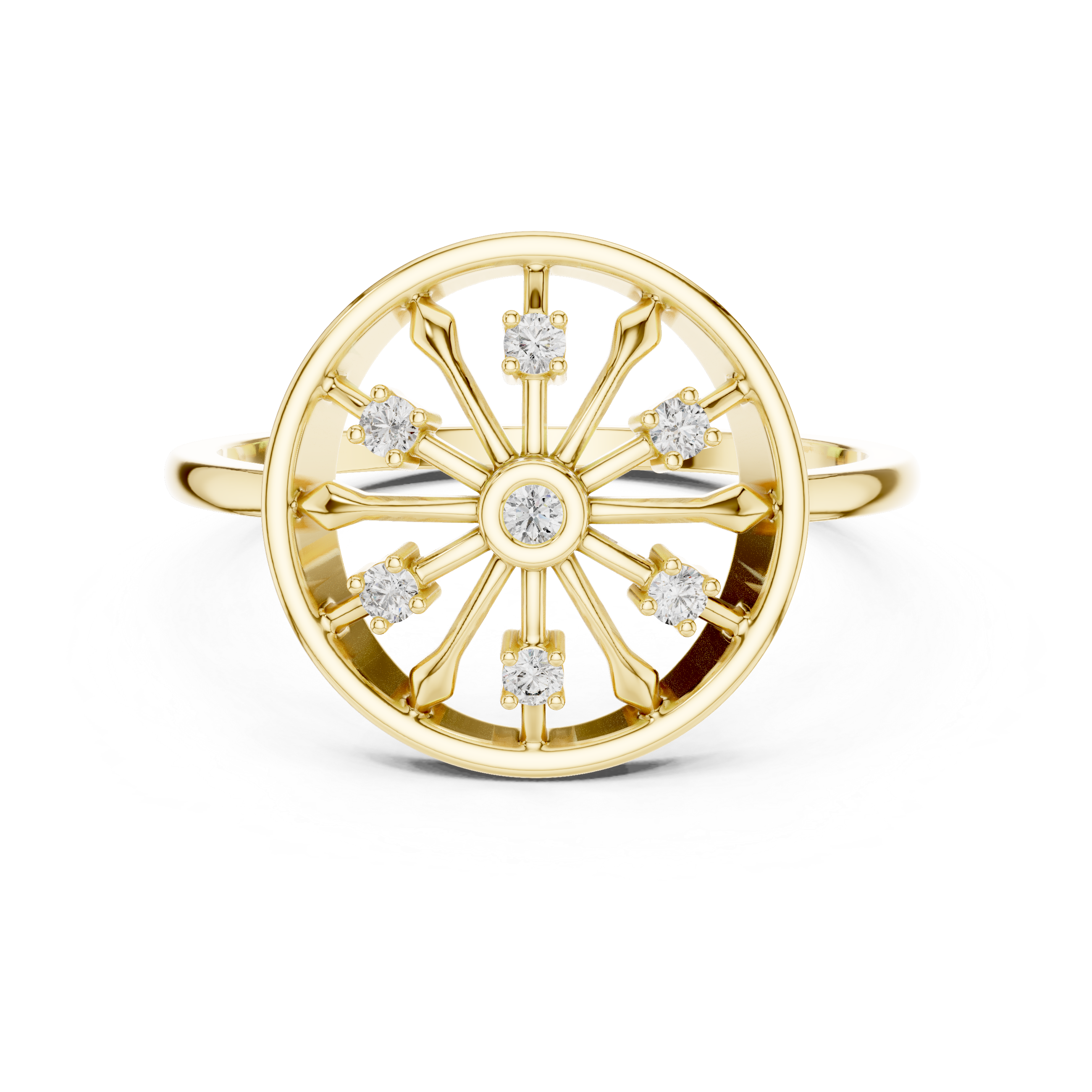 Diamond Wagon Wheel Ring – Vintage Inspired Circular Cluster Statement Ring