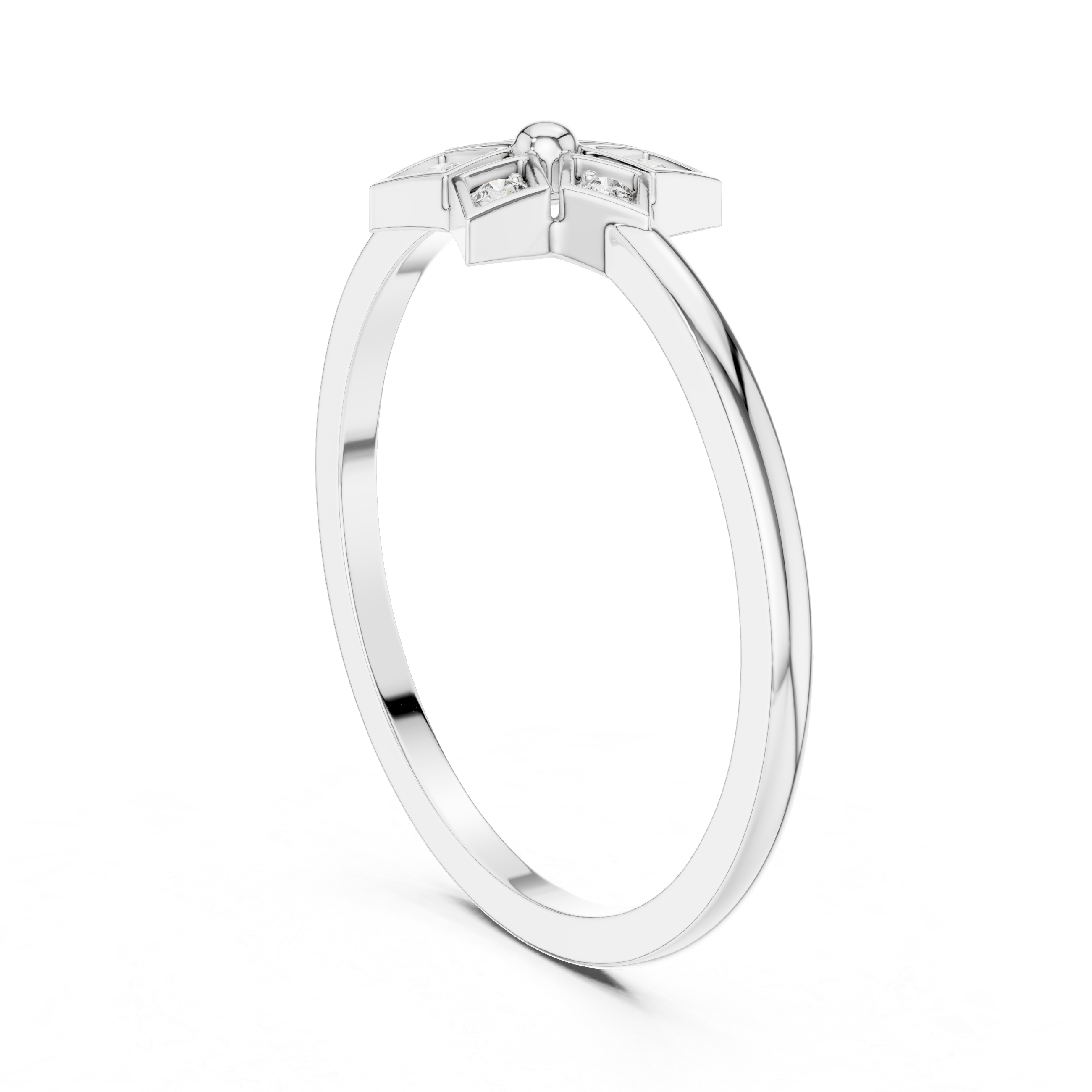 Diamond Star Flower Ring – Geometric Floral Cluster Minimalist Ring