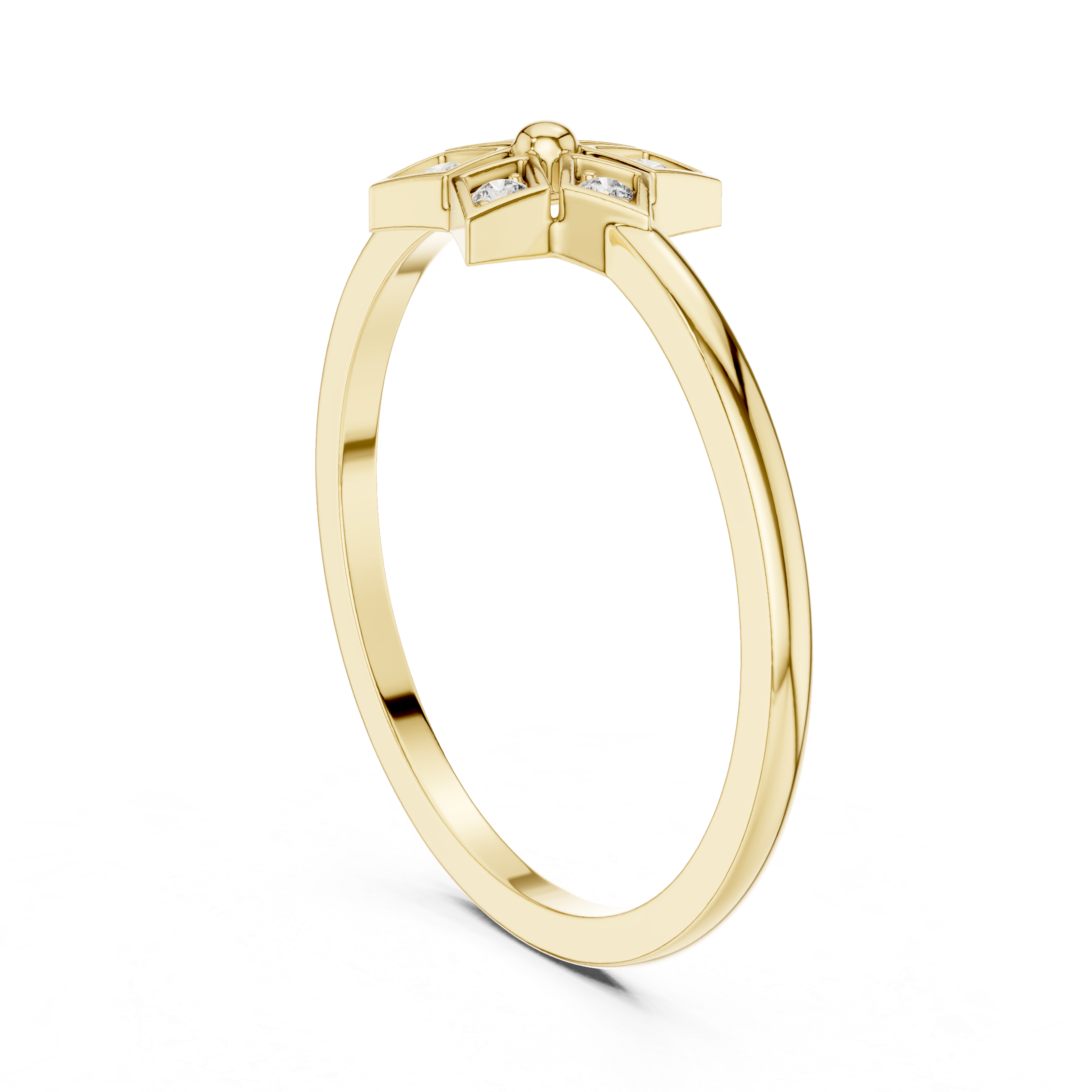 Diamond Star Flower Ring – Geometric Floral Cluster Minimalist Ring